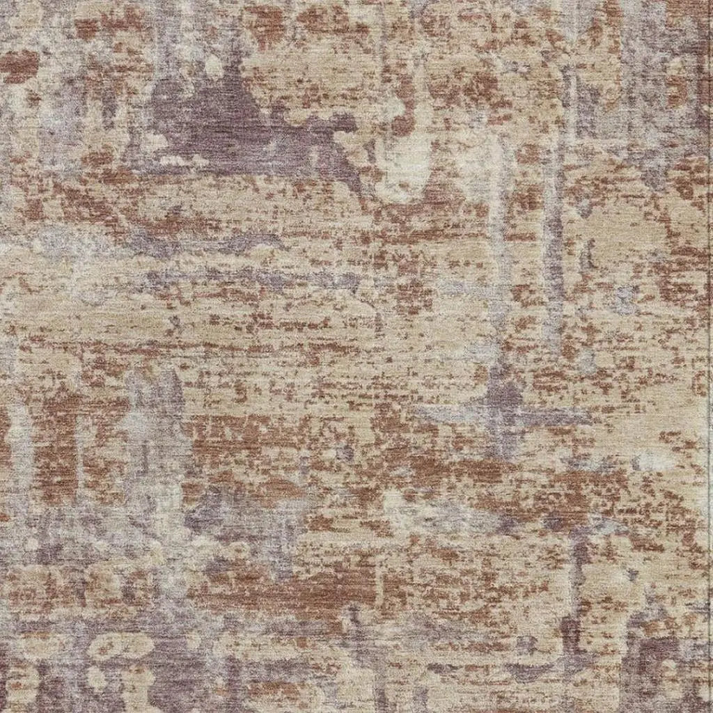 3' X 5' Orange And Beige Abstract Washable Indoor Outdoor Area Rug Homeroots Outdoor