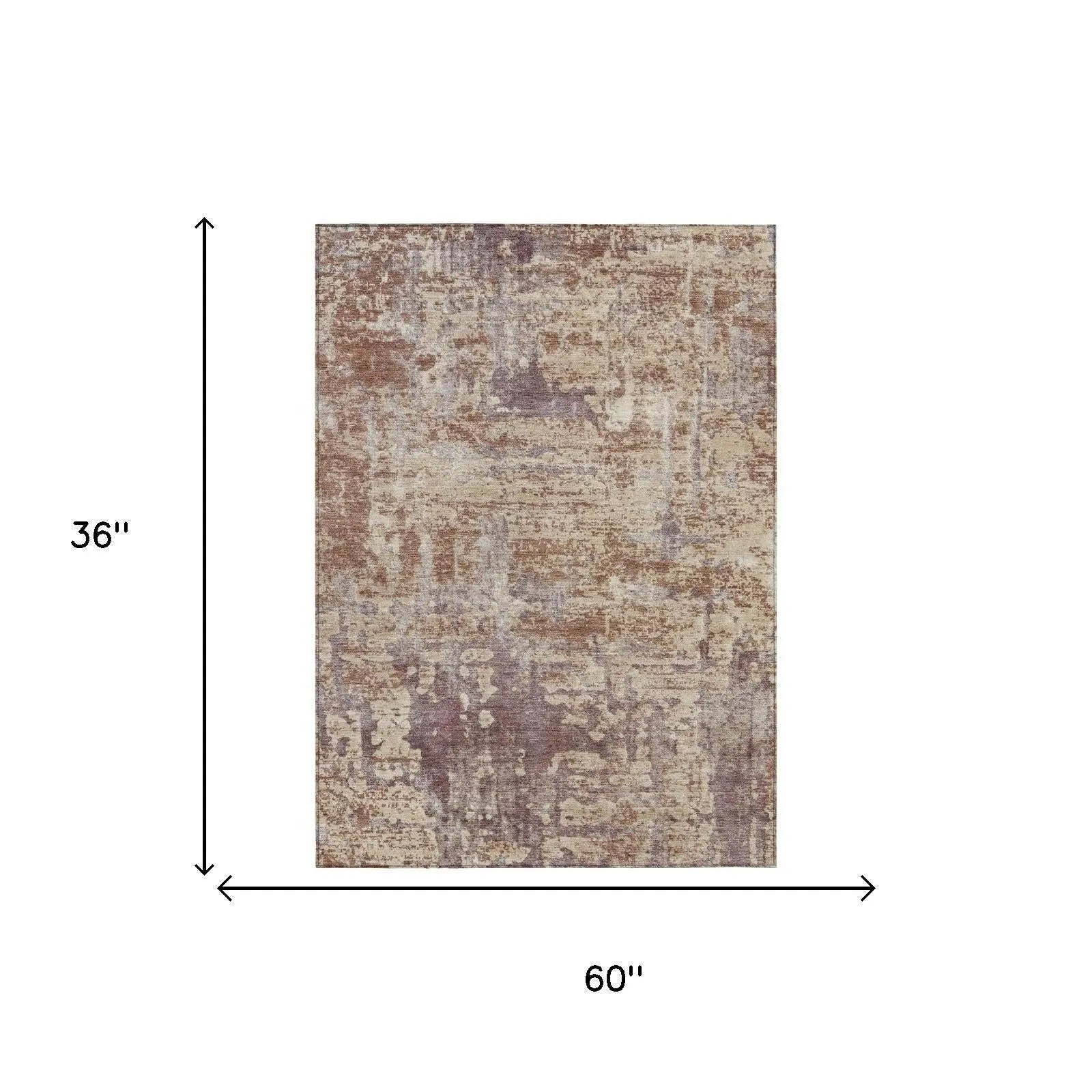 3' X 5' Orange And Beige Abstract Washable Indoor Outdoor Area Rug Homeroots Outdoor