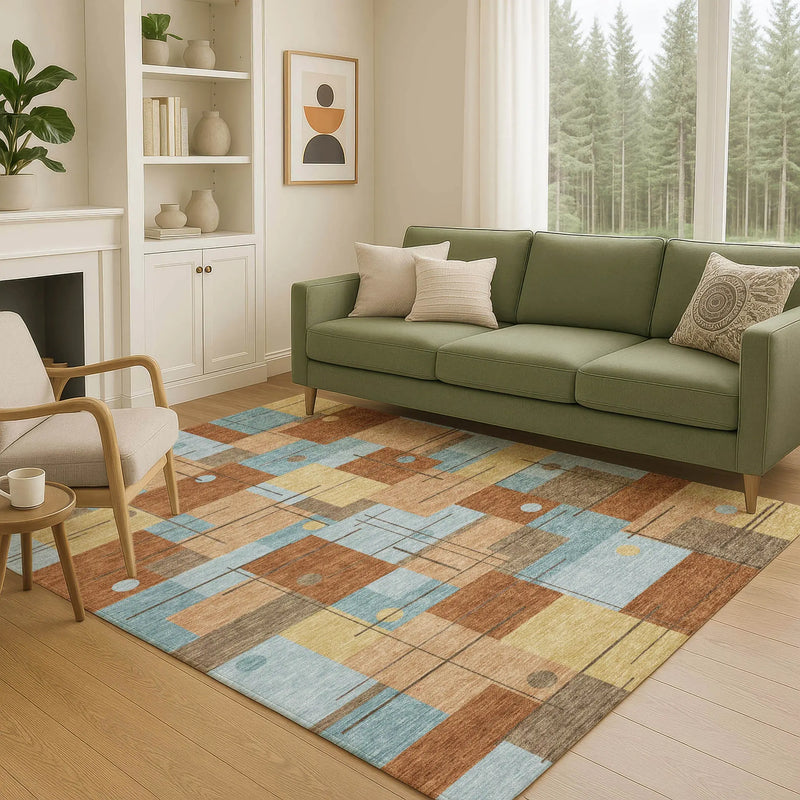 3' X 5' Orange And Beige Geometric Washable Indoor Outdoor Area Rug Homeroots Outdoor