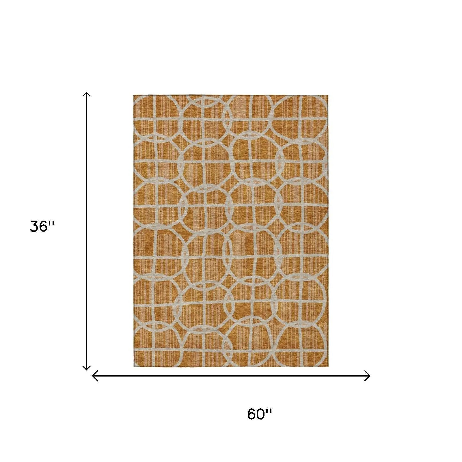 3' X 5' Orange And Beige Geometric Washable Indoor Outdoor Area Rug Homeroots Outdoor