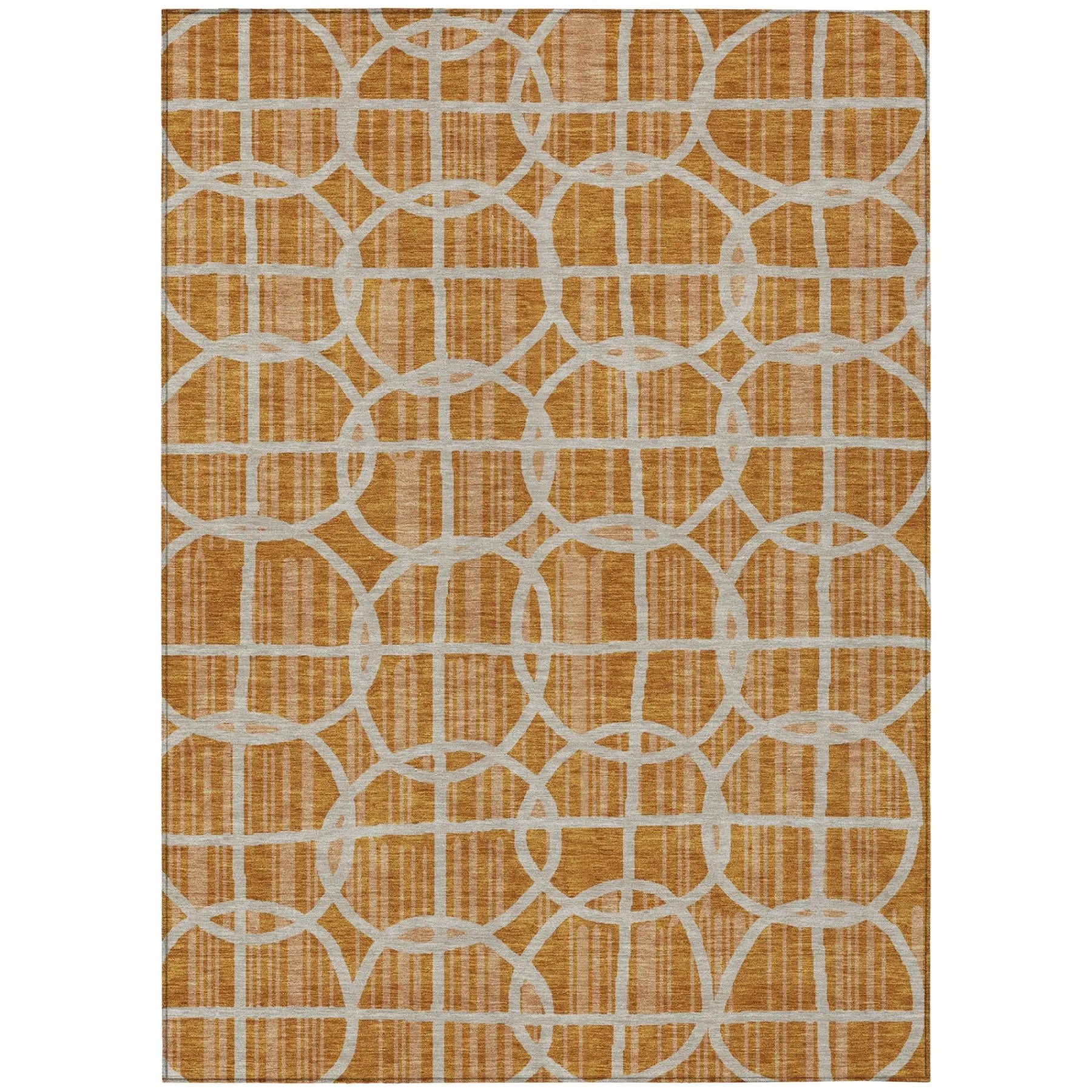 3' X 5' Orange And Beige Geometric Washable Indoor Outdoor Area Rug Homeroots Outdoor