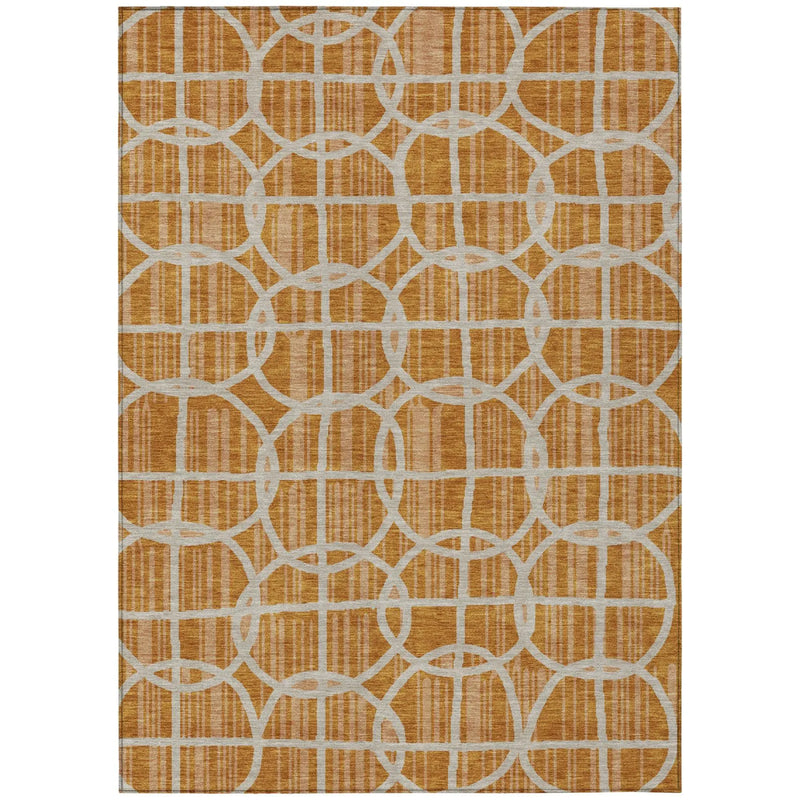 3' X 5' Orange And Beige Geometric Washable Indoor Outdoor Area Rug Homeroots Outdoor