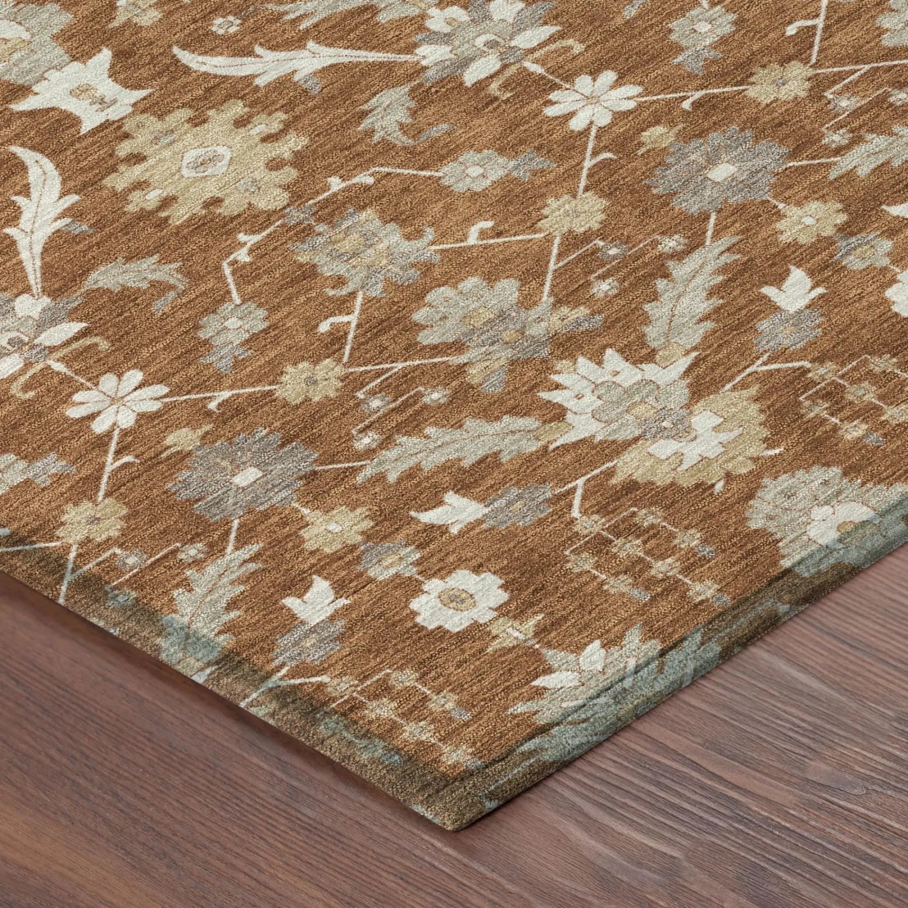 3' X 5' Orange And Beige Oriental Washable Indoor Outdoor Area Rug Homeroots Outdoor