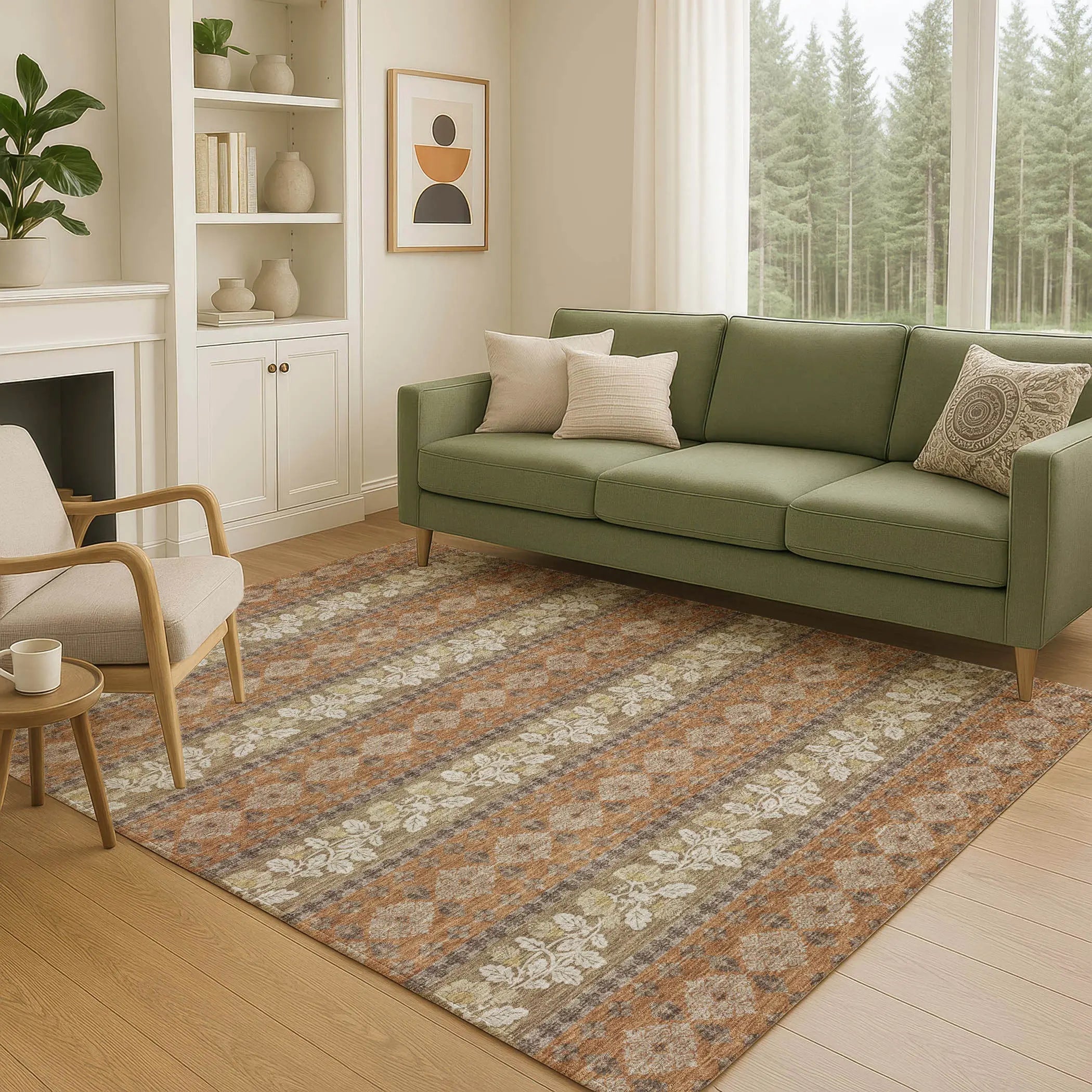3' X 5' Orange And Beige Striped Washable Indoor Outdoor Area Rug Homeroots Outdoor