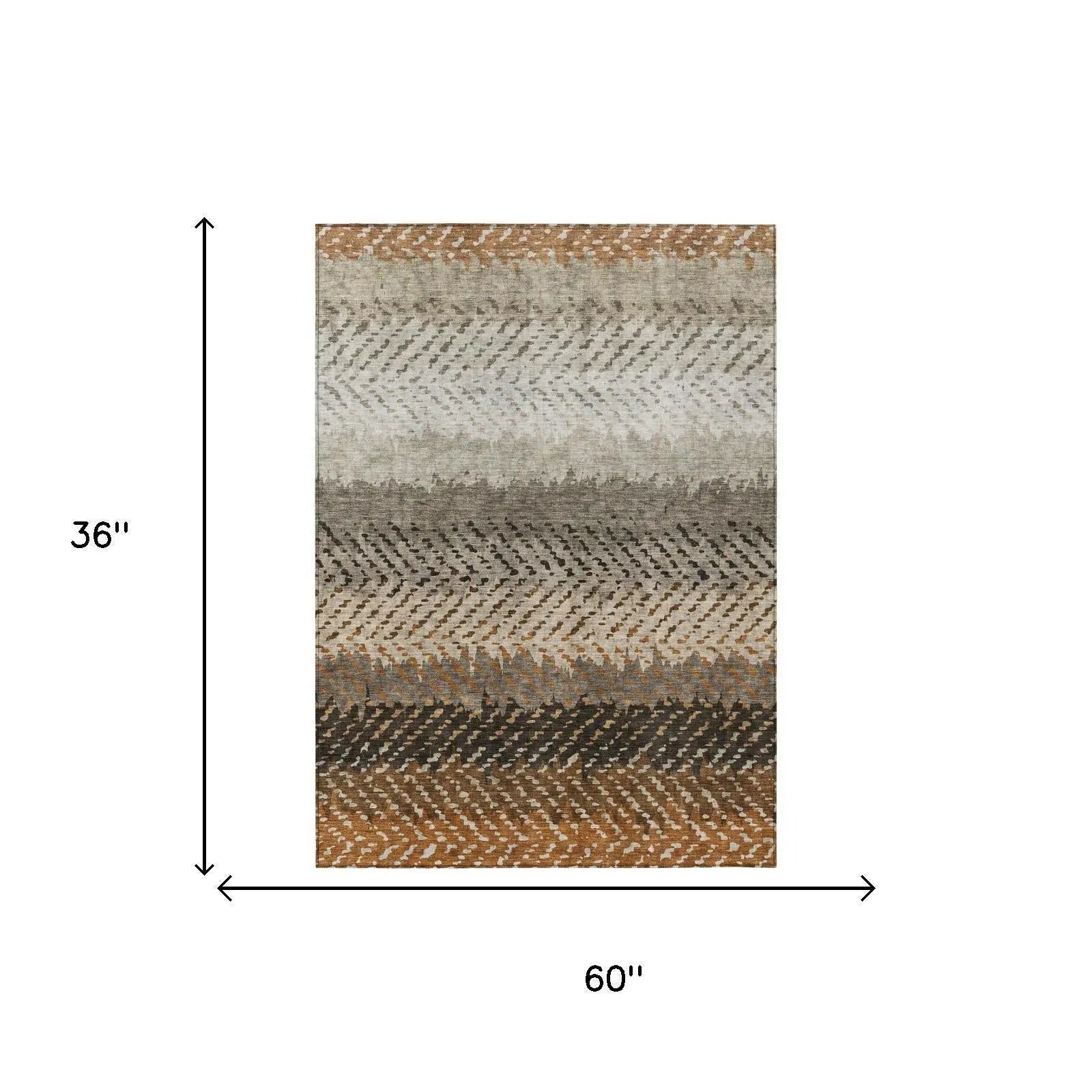 3' X 5' Orange And Beige Striped Washable Indoor Outdoor Area Rug Homeroots Outdoor