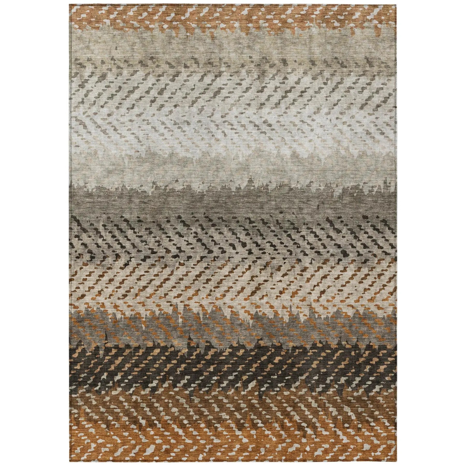 3' X 5' Orange And Beige Striped Washable Indoor Outdoor Area Rug Homeroots Outdoor
