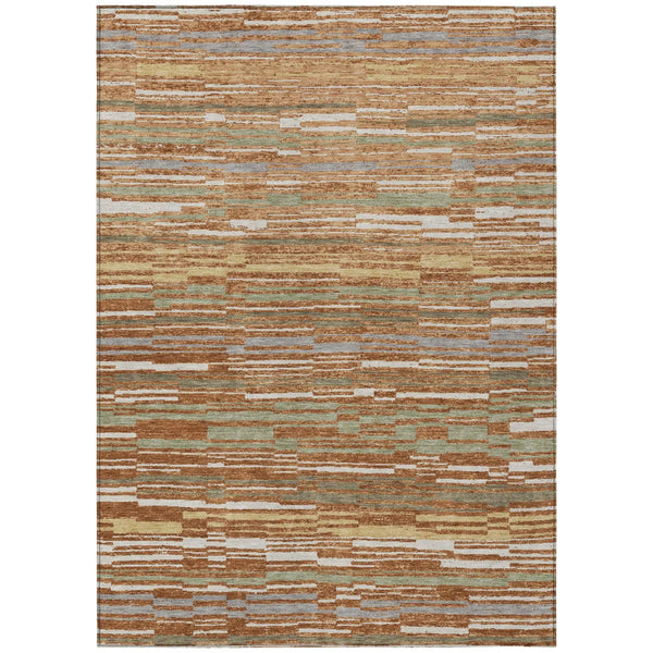 3' X 5' Orange And Beige Striped Washable Indoor Outdoor Area Rug Homeroots Outdoor