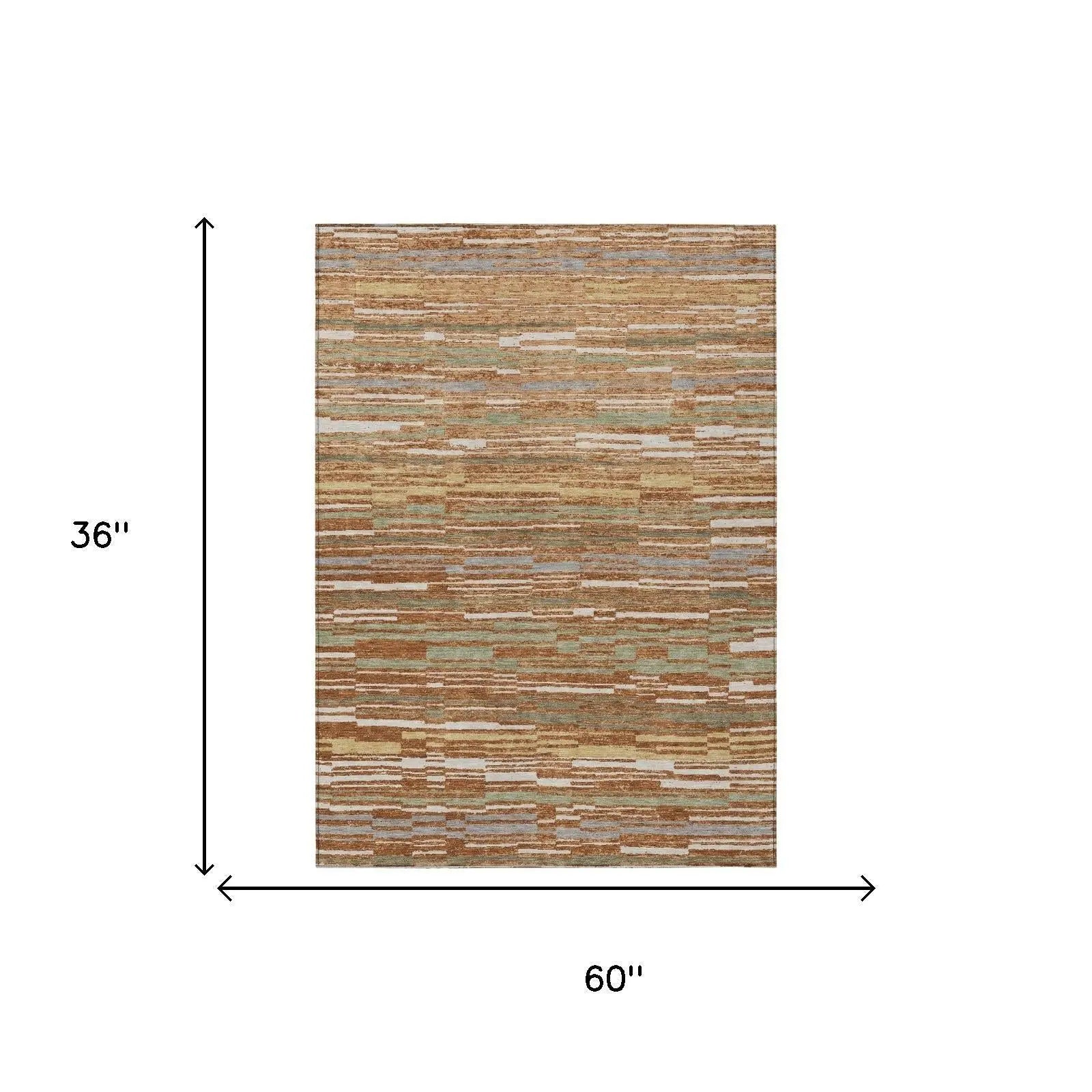 3' X 5' Orange And Beige Striped Washable Indoor Outdoor Area Rug Homeroots Outdoor