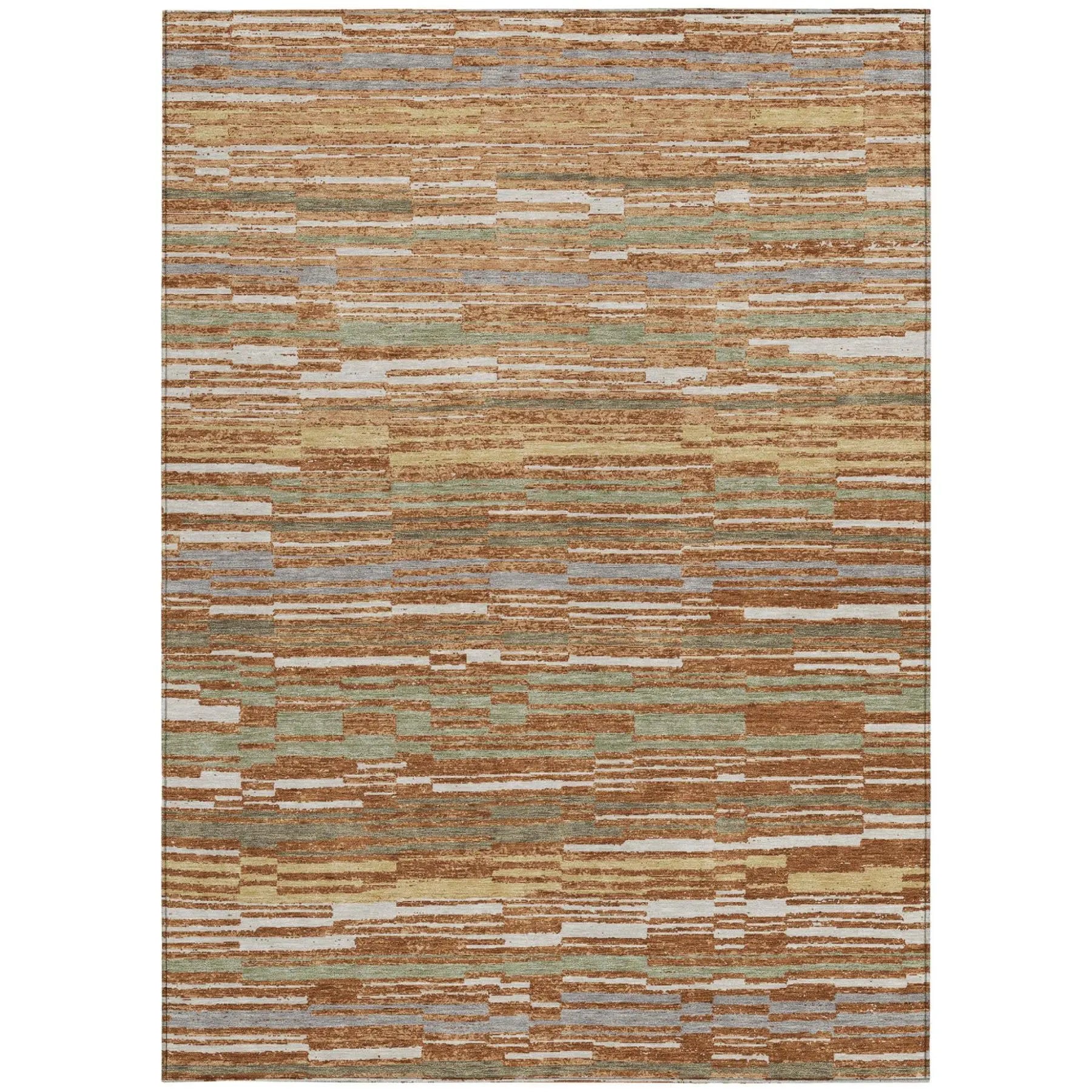 3' X 5' Orange And Beige Striped Washable Indoor Outdoor Area Rug Homeroots Outdoor