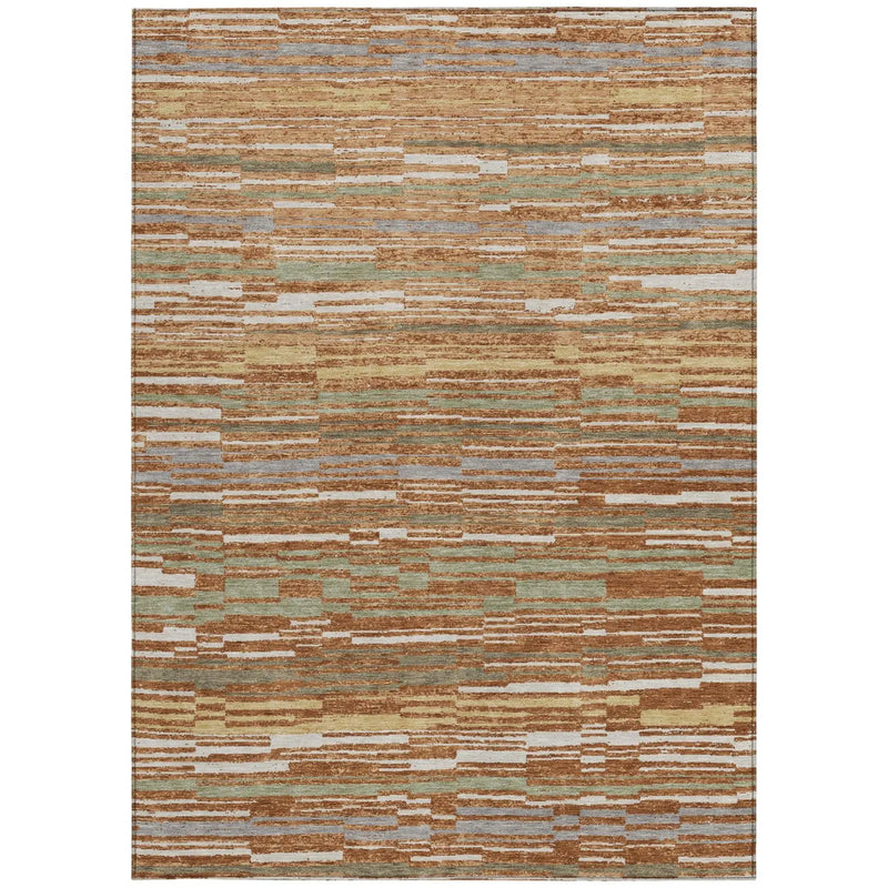 3' X 5' Orange And Beige Striped Washable Indoor Outdoor Area Rug Homeroots Outdoor