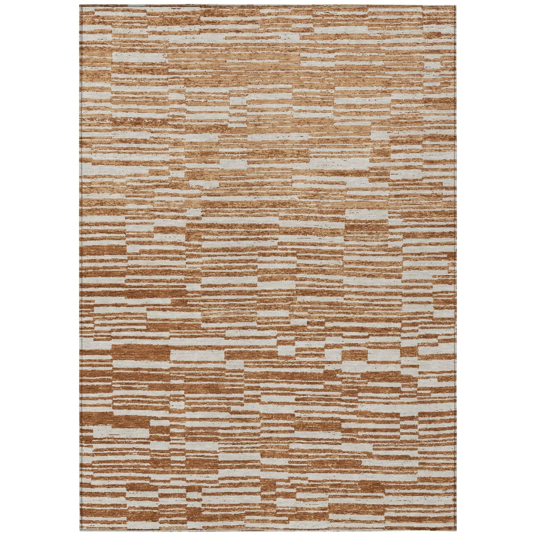 3' X 5' Orange And Beige Striped Washable Indoor Outdoor Area Rug Homeroots Outdoor