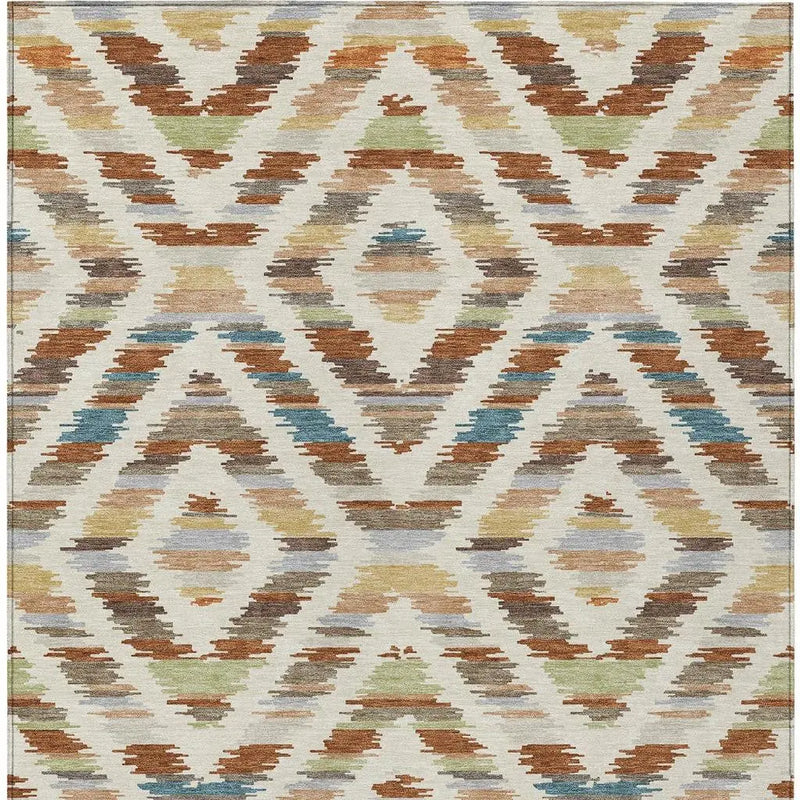 3' X 5' Orange And Beige Tribal Washable Indoor Outdoor Area Rug Homeroots Outdoor