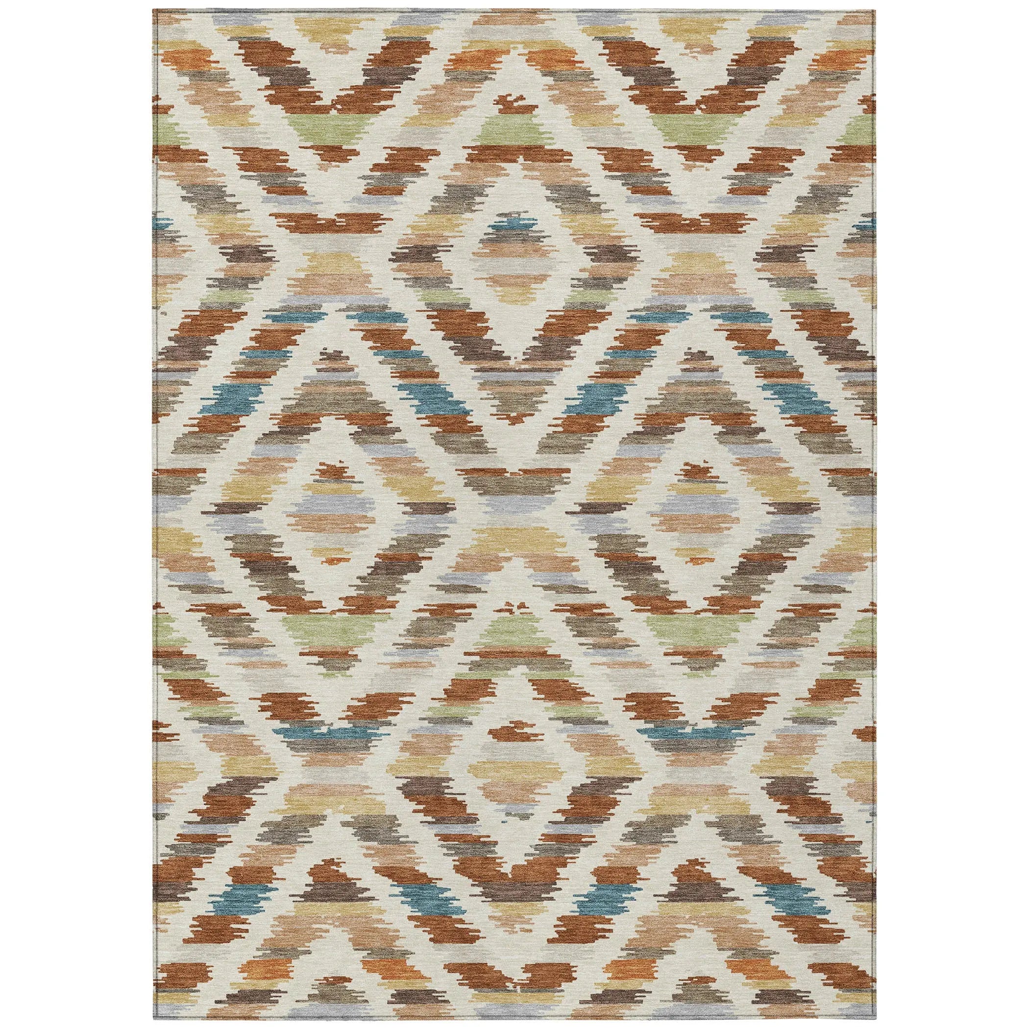 3' X 5' Orange And Beige Tribal Washable Indoor Outdoor Area Rug Homeroots Outdoor