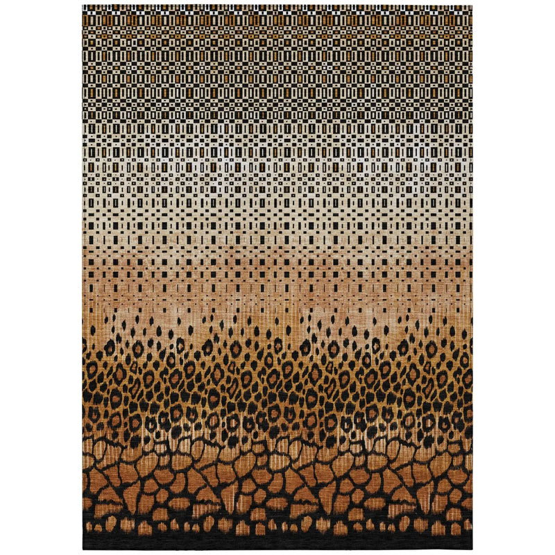 3' X 5' Orange And Black Geometric Washable Indoor Outdoor Area Rug Homeroots Outdoor