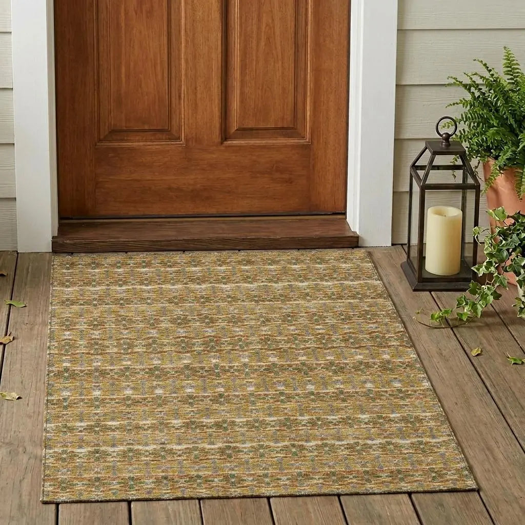 3' X 5' Orange And Blue Striped Washable Indoor Outdoor Area Rug Homeroots Outdoor