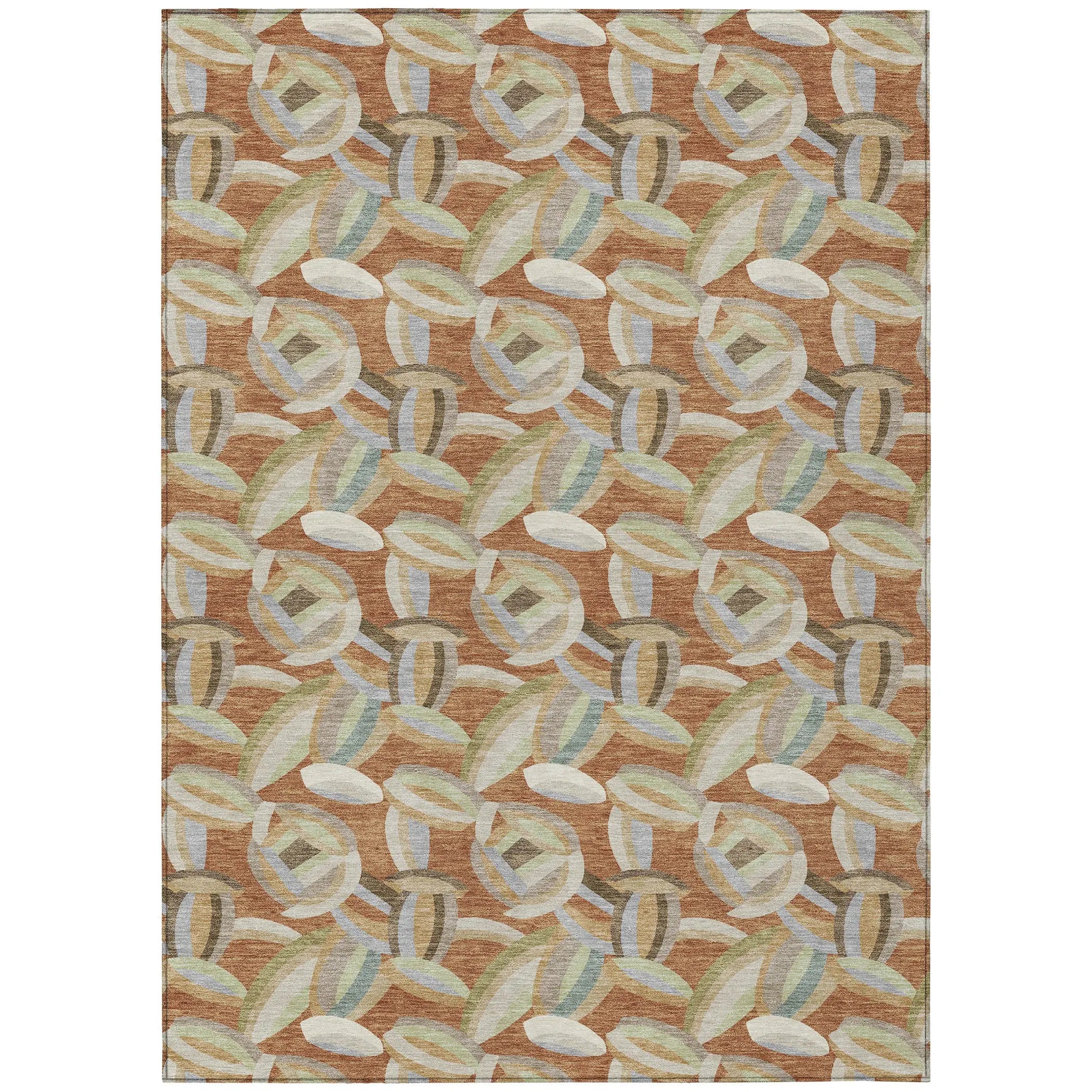 3' X 5' Orange And Brown Abstract Washable Indoor Outdoor Area Rug Homeroots Outdoor