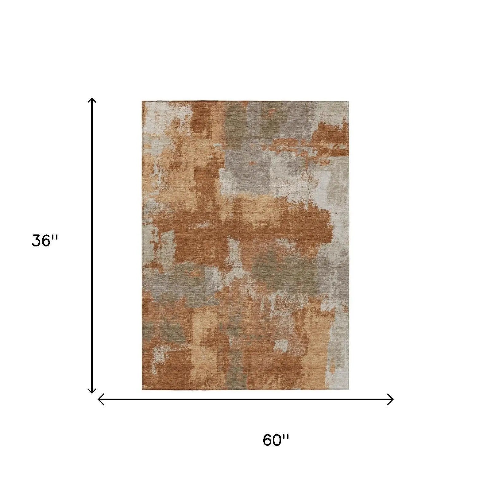 3' X 5' Orange And Brown Abstract Washable Indoor Outdoor Area Rug Homeroots Outdoor