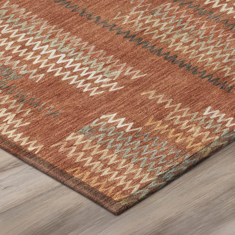 3' X 5' Orange And Brown Abstract Washable Indoor Outdoor Area Rug Homeroots Outdoor