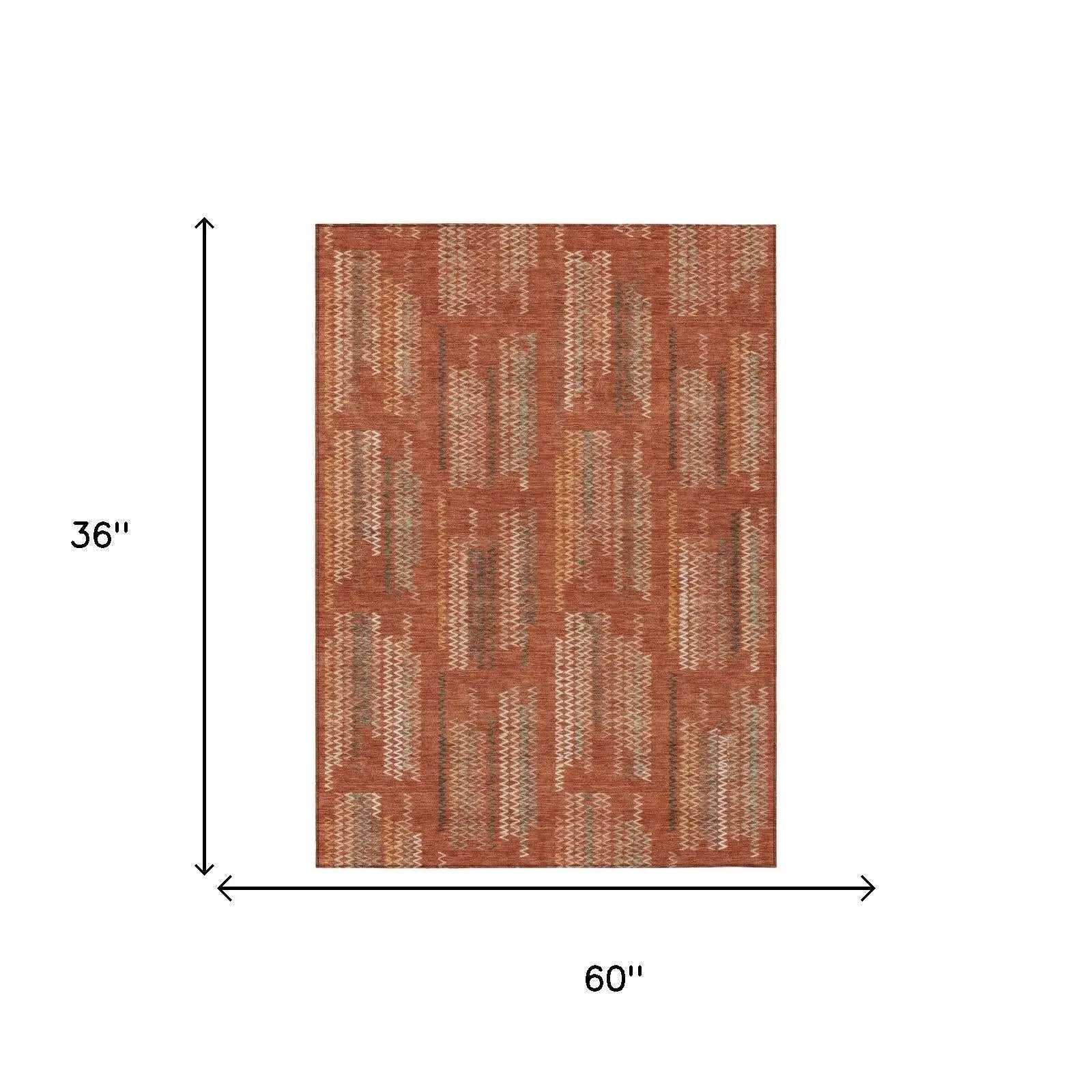 3' X 5' Orange And Brown Abstract Washable Indoor Outdoor Area Rug Homeroots Outdoor