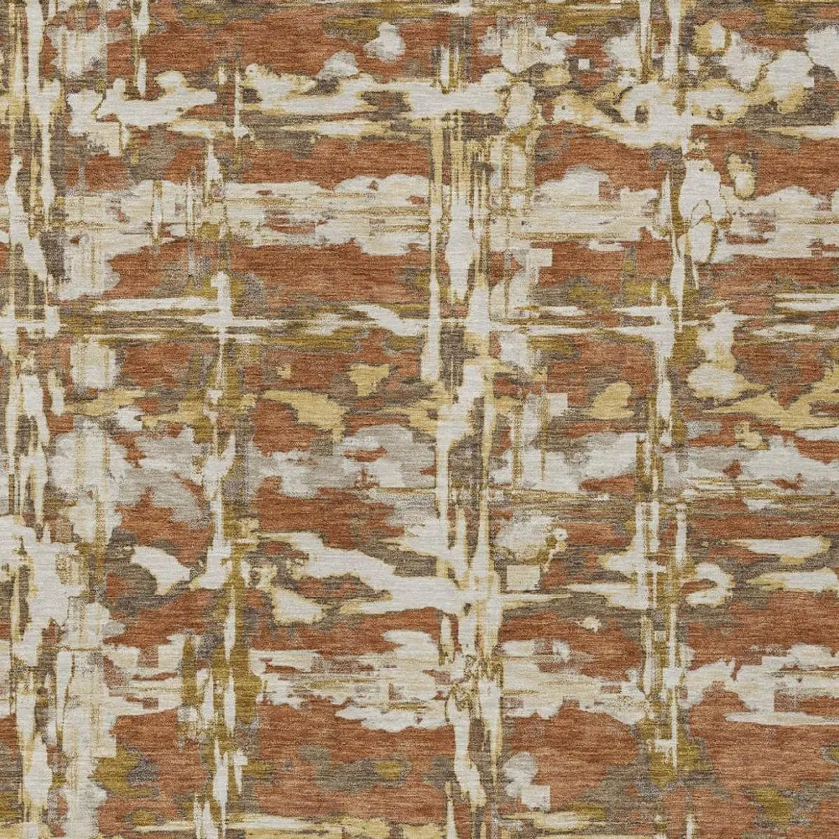3' X 5' Orange And Brown Abstract Washable Indoor Outdoor Area Rug Homeroots Outdoor