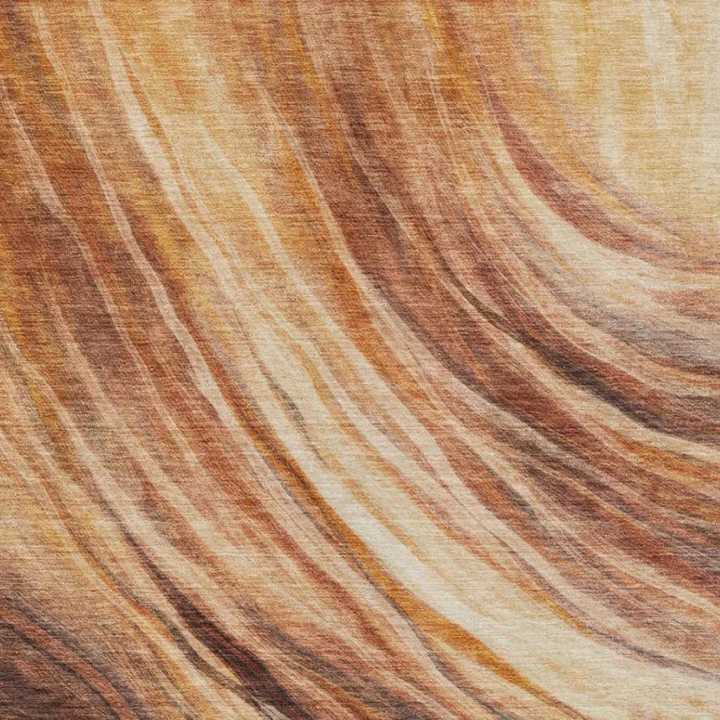 3' X 5' Orange And Brown Abstract Washable Indoor Outdoor Area Rug Homeroots Outdoor