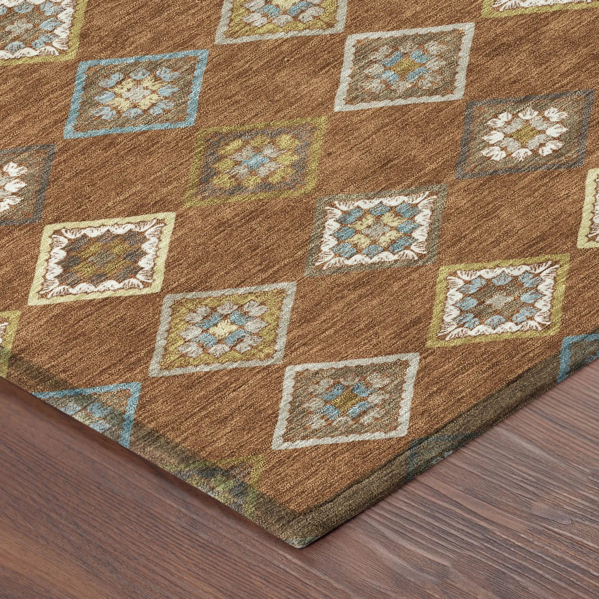 3' X 5' Orange And Brown Geometric Washable Indoor Outdoor Area Rug Homeroots Outdoor