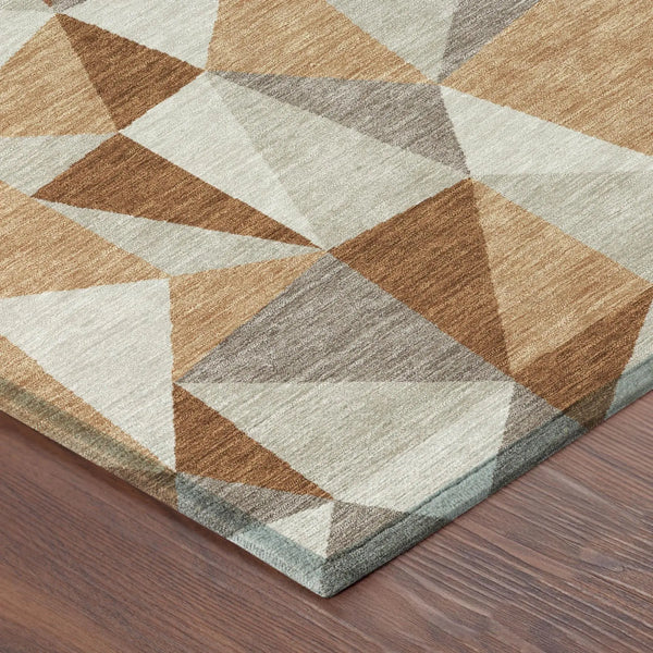 3' X 5' Orange And Brown Geometric Washable Indoor Outdoor Area Rug Homeroots Outdoor