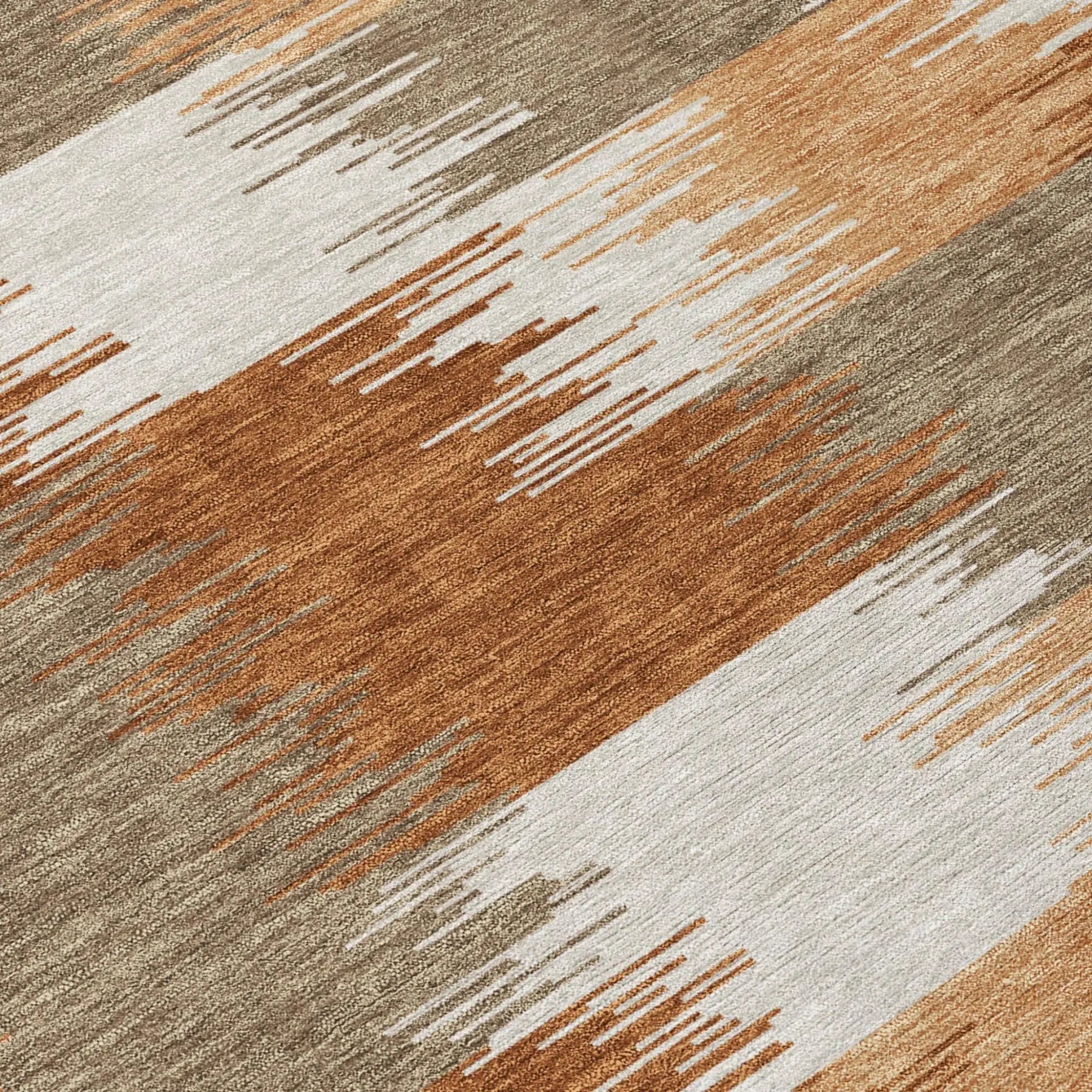 3' X 5' Orange And Brown Geometric Washable Indoor Outdoor Area Rug Homeroots Outdoor