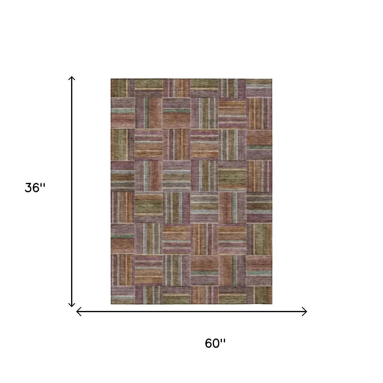 3' X 5' Orange And Brown Geometric Washable Indoor Outdoor Area Rug Homeroots Outdoor
