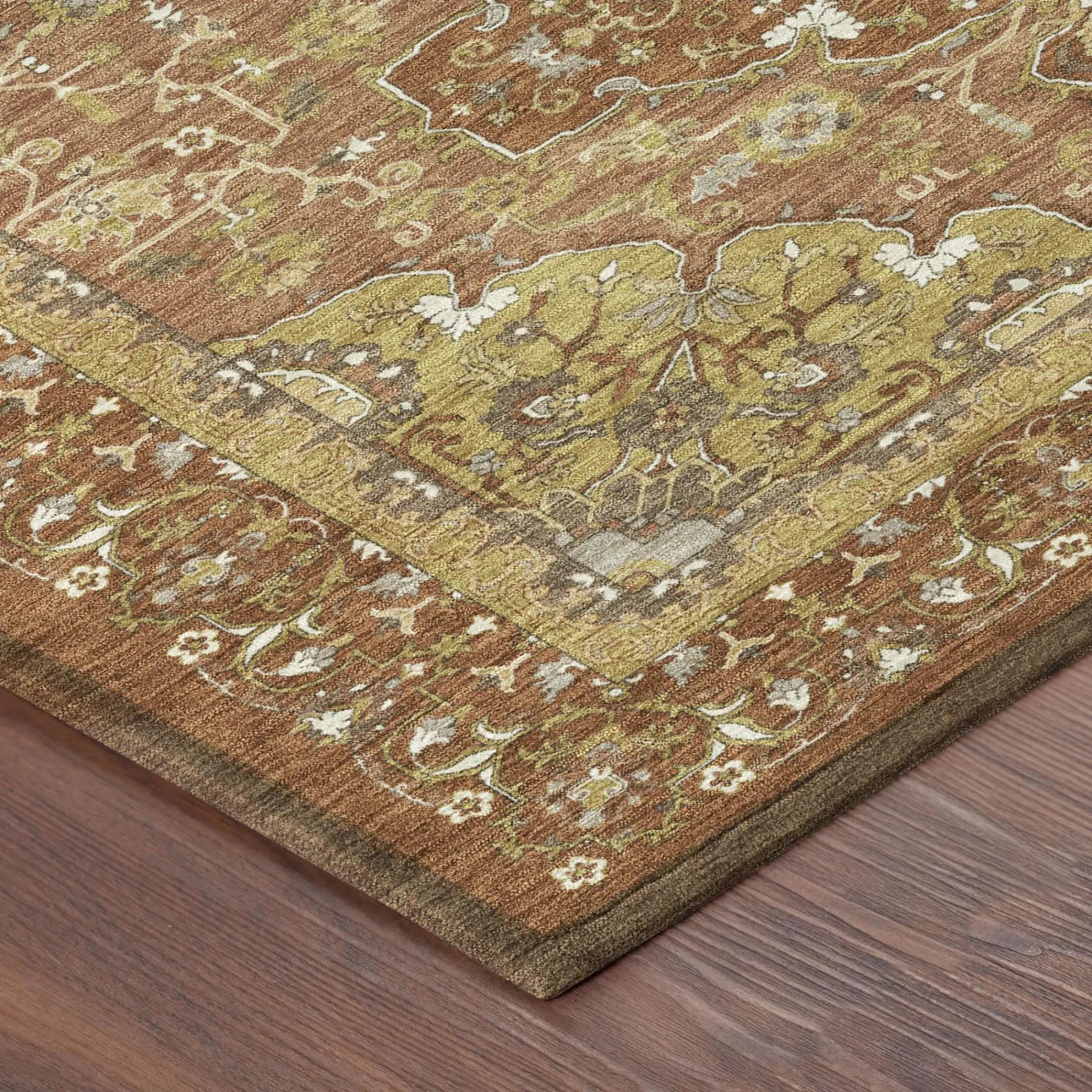 3' X 5' Orange And Brown Oriental Washable Indoor Outdoor Area Rug Homeroots Outdoor