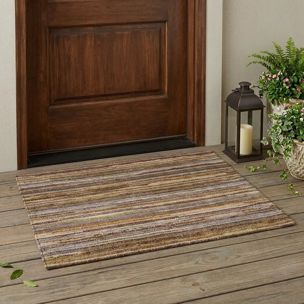 3' X 5' Orange And Brown Striped Washable Indoor Outdoor Area Rug Homeroots Outdoor