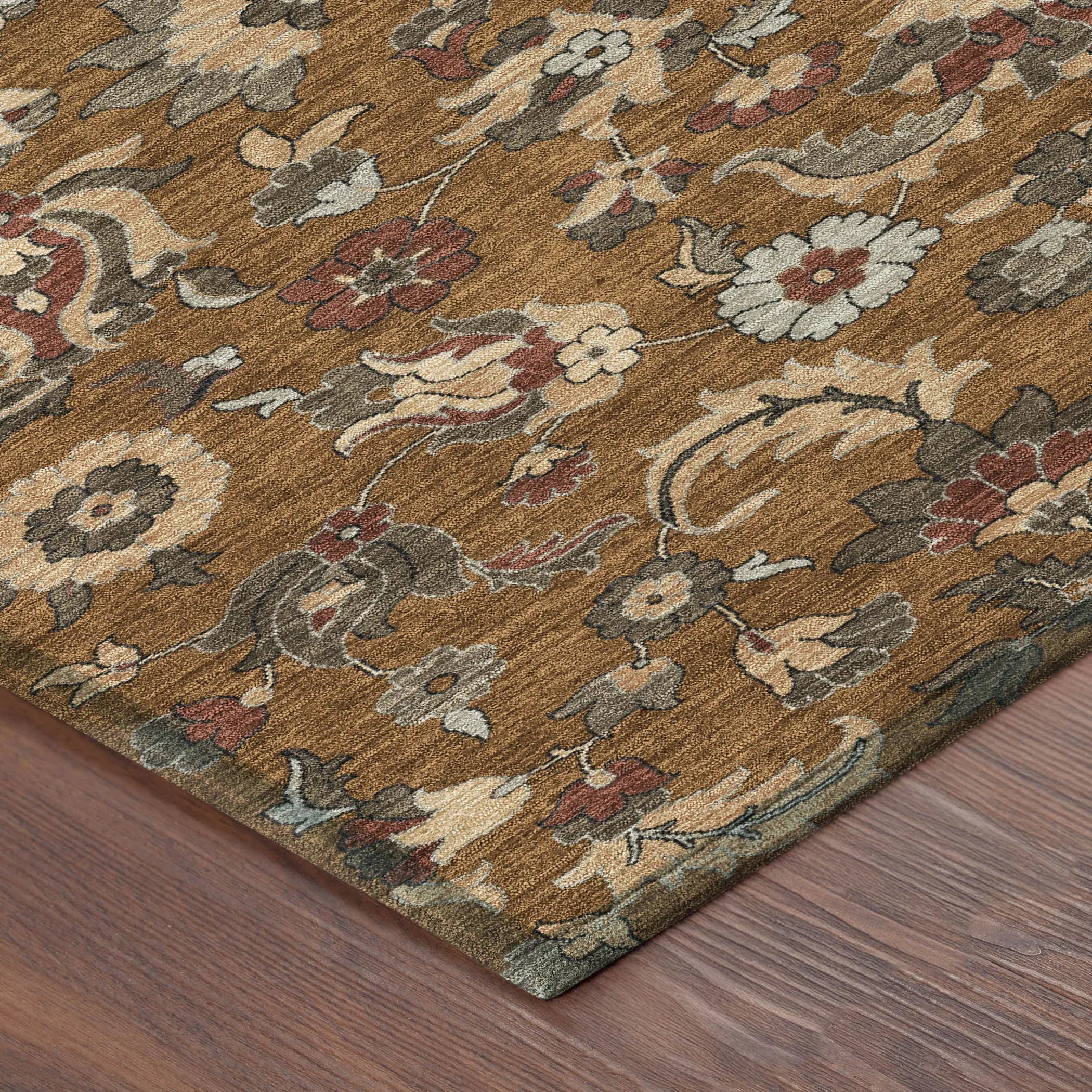 3' X 5' Orange And Burgundy Floral Medallion Washable Indoor Outdoor Area Rug Homeroots Outdoor