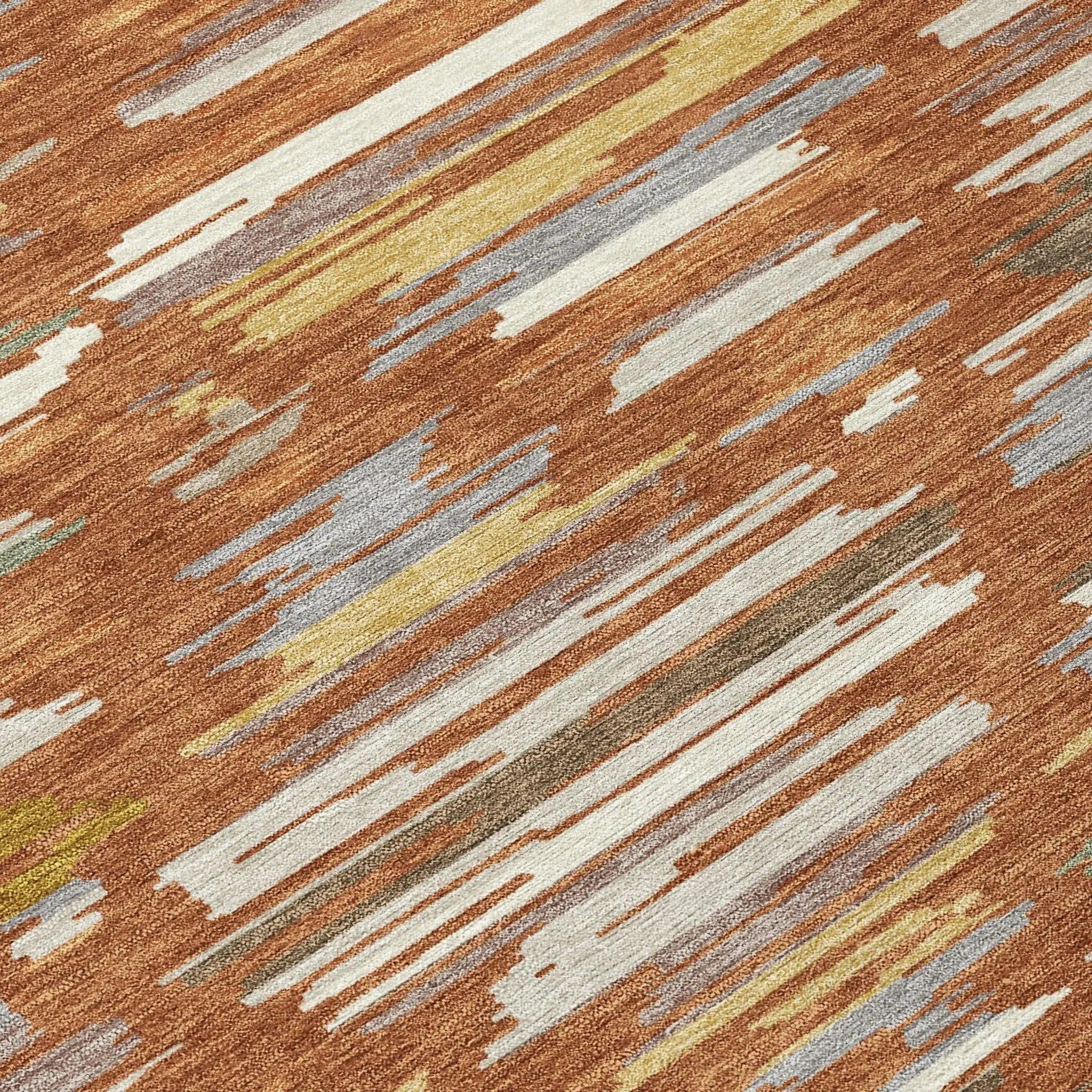3' X 5' Orange And Charcoal Southwestern Washable Indoor Outdoor Area Rug Homeroots Outdoor