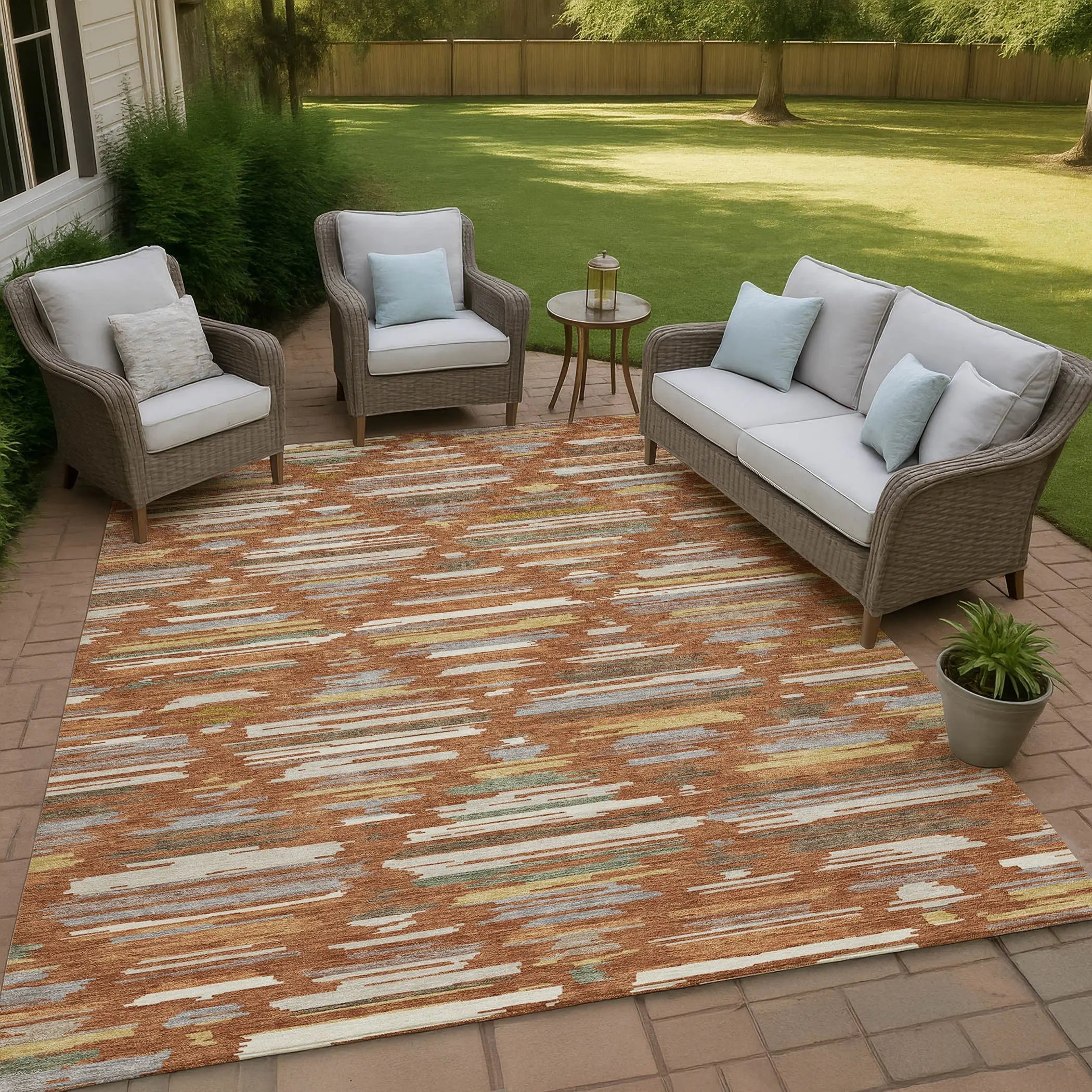 3' X 5' Orange And Charcoal Southwestern Washable Indoor Outdoor Area Rug Homeroots Outdoor