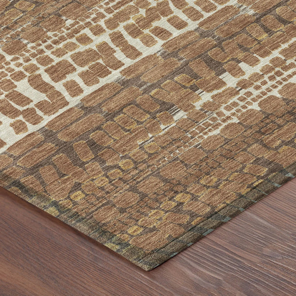 3' X 5' Orange And Chocolate Abstract Washable Indoor Outdoor Area Rug Homeroots Outdoor
