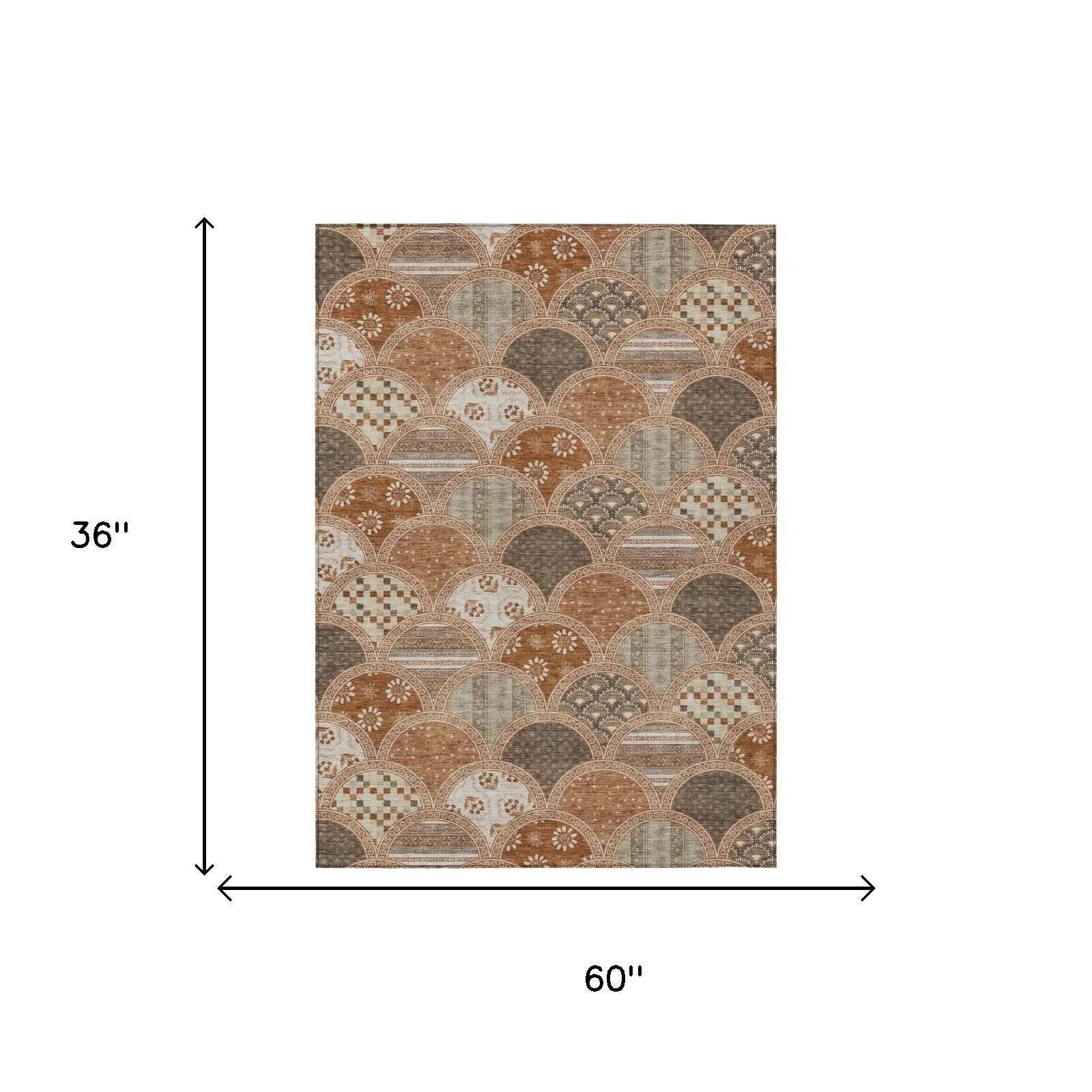 3' X 5' Orange And Chocolate Geometric Washable Indoor Outdoor Area Rug Homeroots Outdoor