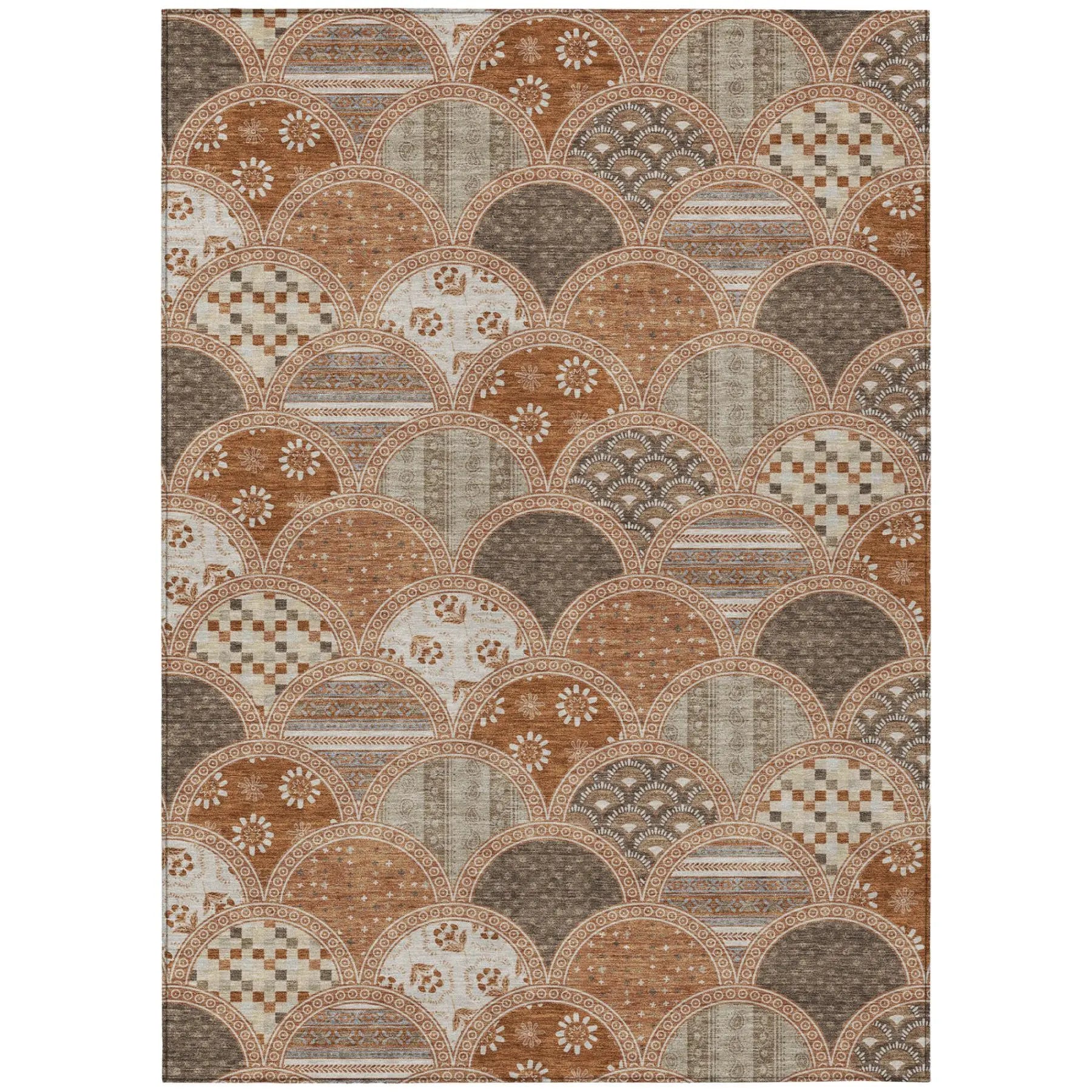 3' X 5' Orange And Chocolate Geometric Washable Indoor Outdoor Area Rug Homeroots Outdoor