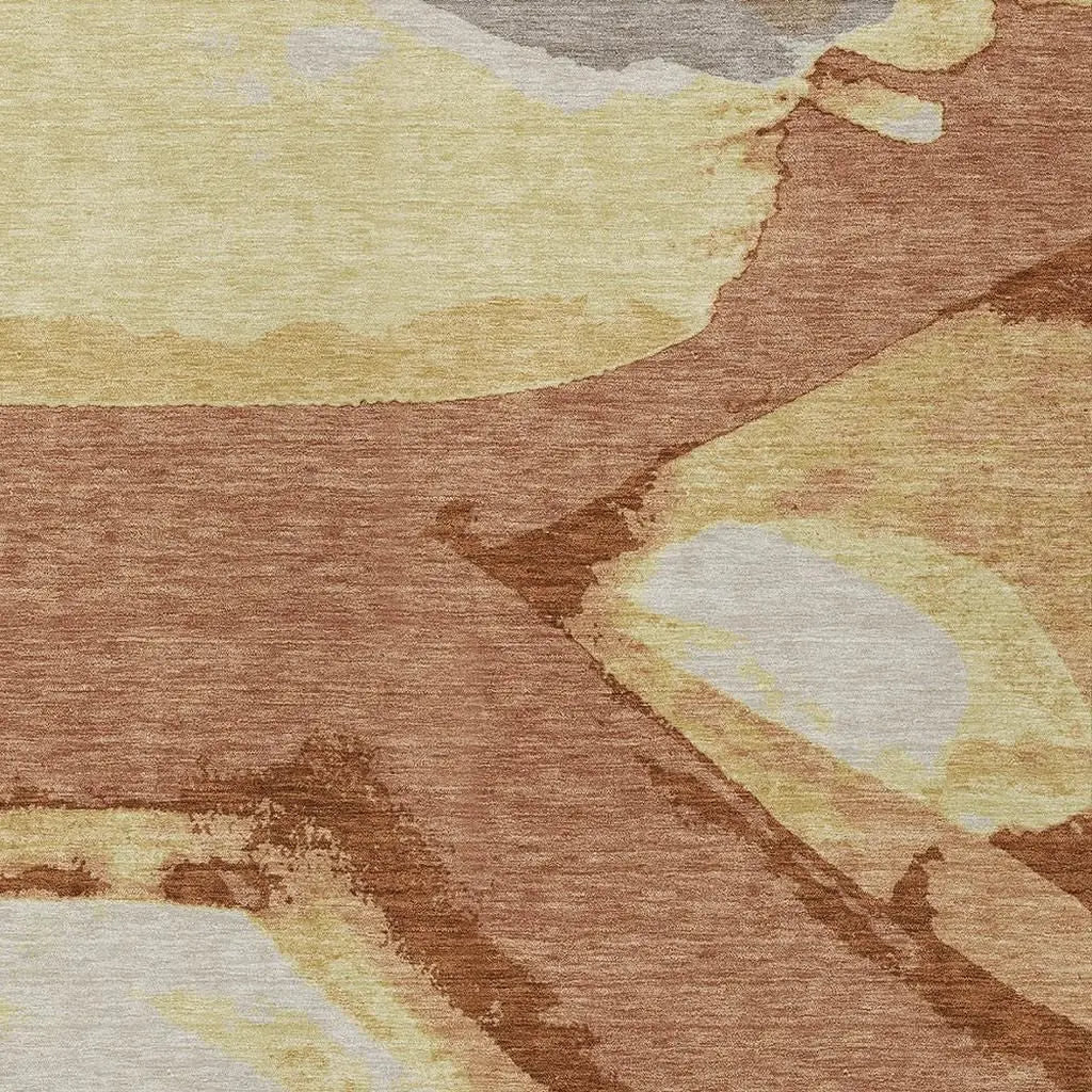 3' X 5' Orange And Copper Abstract Washable Indoor Outdoor Area Rug Homeroots Outdoor