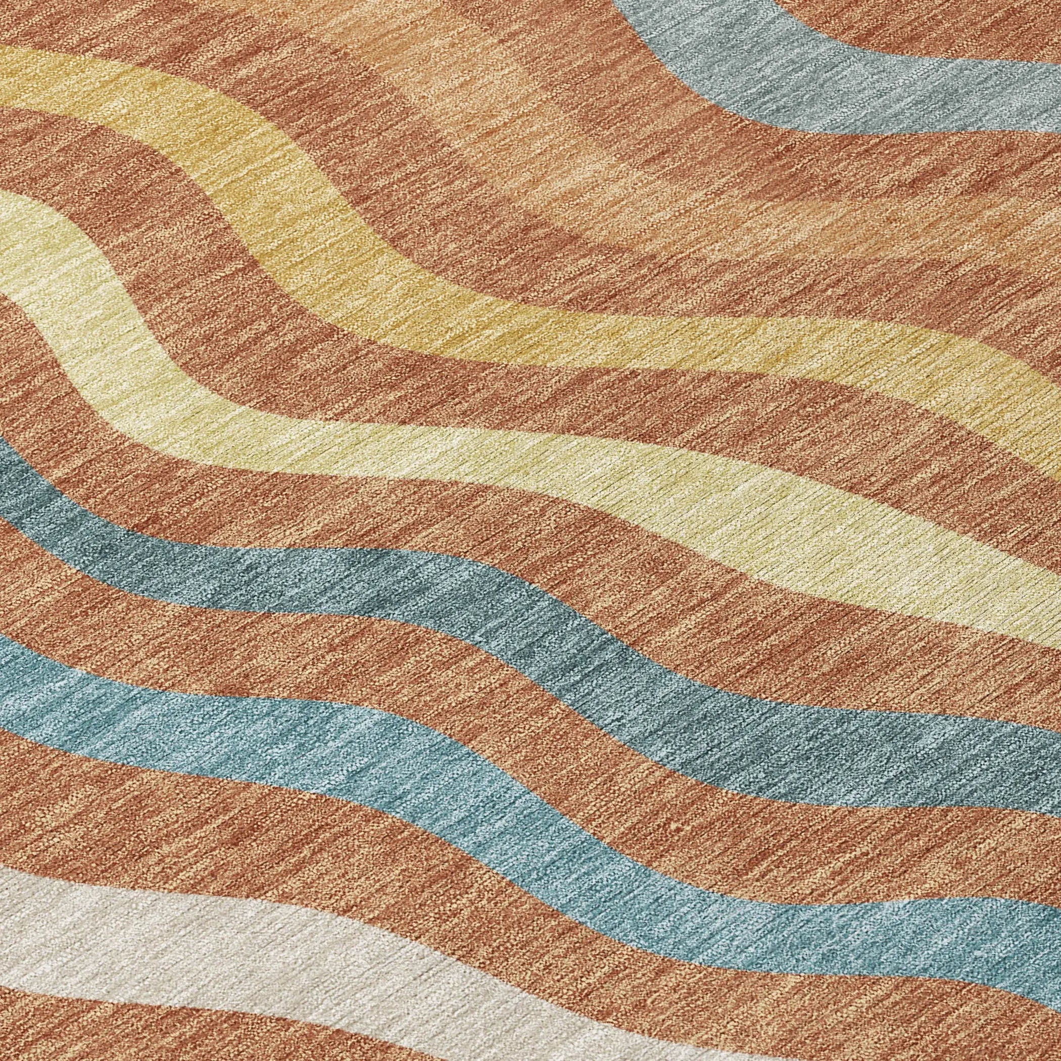 3' X 5' Orange And Copper Abstract Washable Indoor Outdoor Area Rug Homeroots Outdoor
