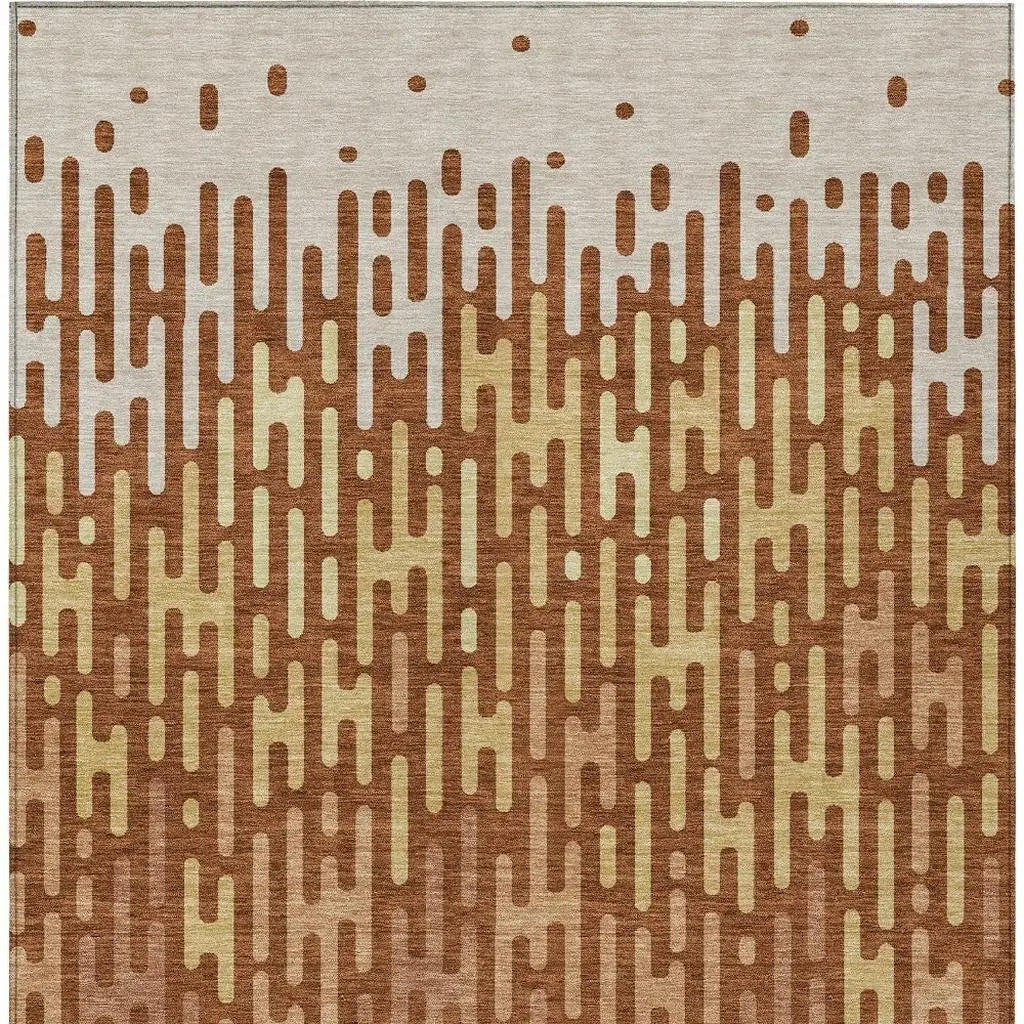 3' X 5' Orange And Copper Abstract Washable Indoor Outdoor Area Rug Homeroots Outdoor
