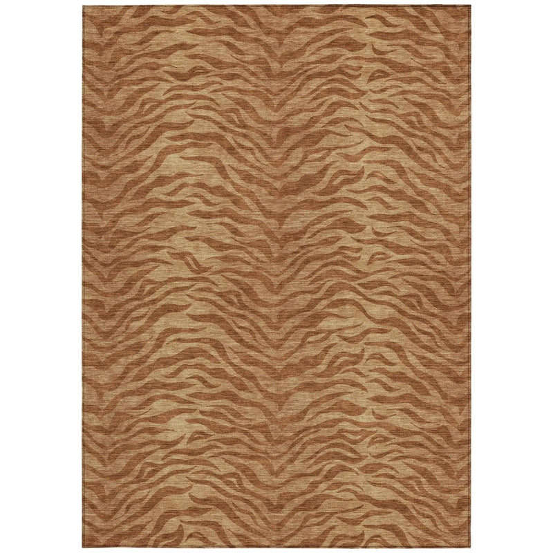 3' X 5' Orange And Copper Animal Print Washable Indoor Outdoor Area Rug Homeroots Outdoor