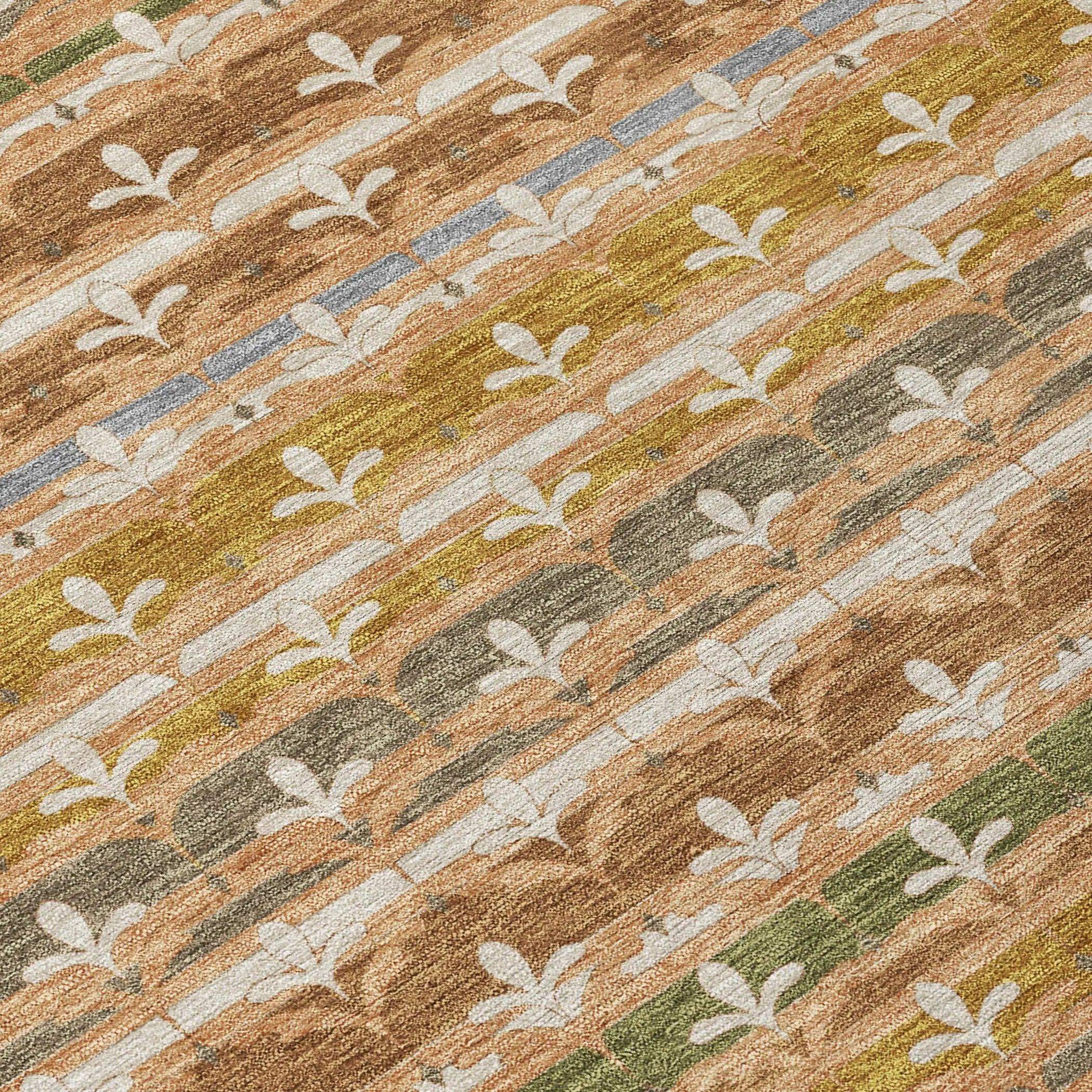 3' X 5' Orange And Copper Damask Washable Indoor Outdoor Area Rug Homeroots Outdoor
