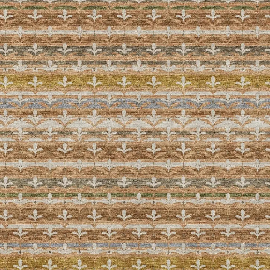 3' X 5' Orange And Copper Damask Washable Indoor Outdoor Area Rug Homeroots Outdoor