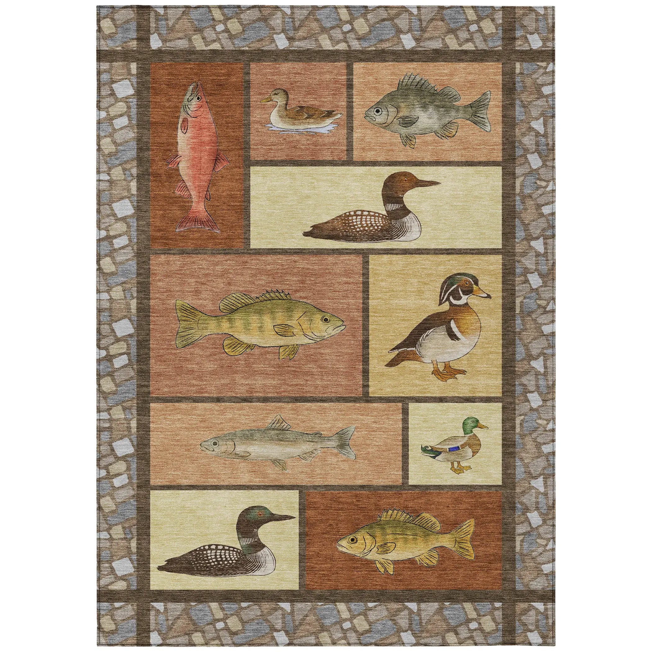 3' X 5' Orange And Copper Floral Medallion Washable Indoor Outdoor Area Rug Homeroots Outdoor