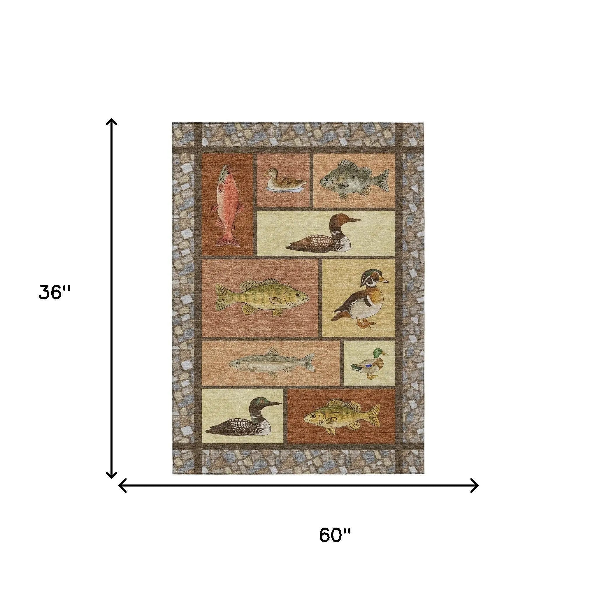 3' X 5' Orange And Copper Floral Medallion Washable Indoor Outdoor Area Rug Homeroots Outdoor