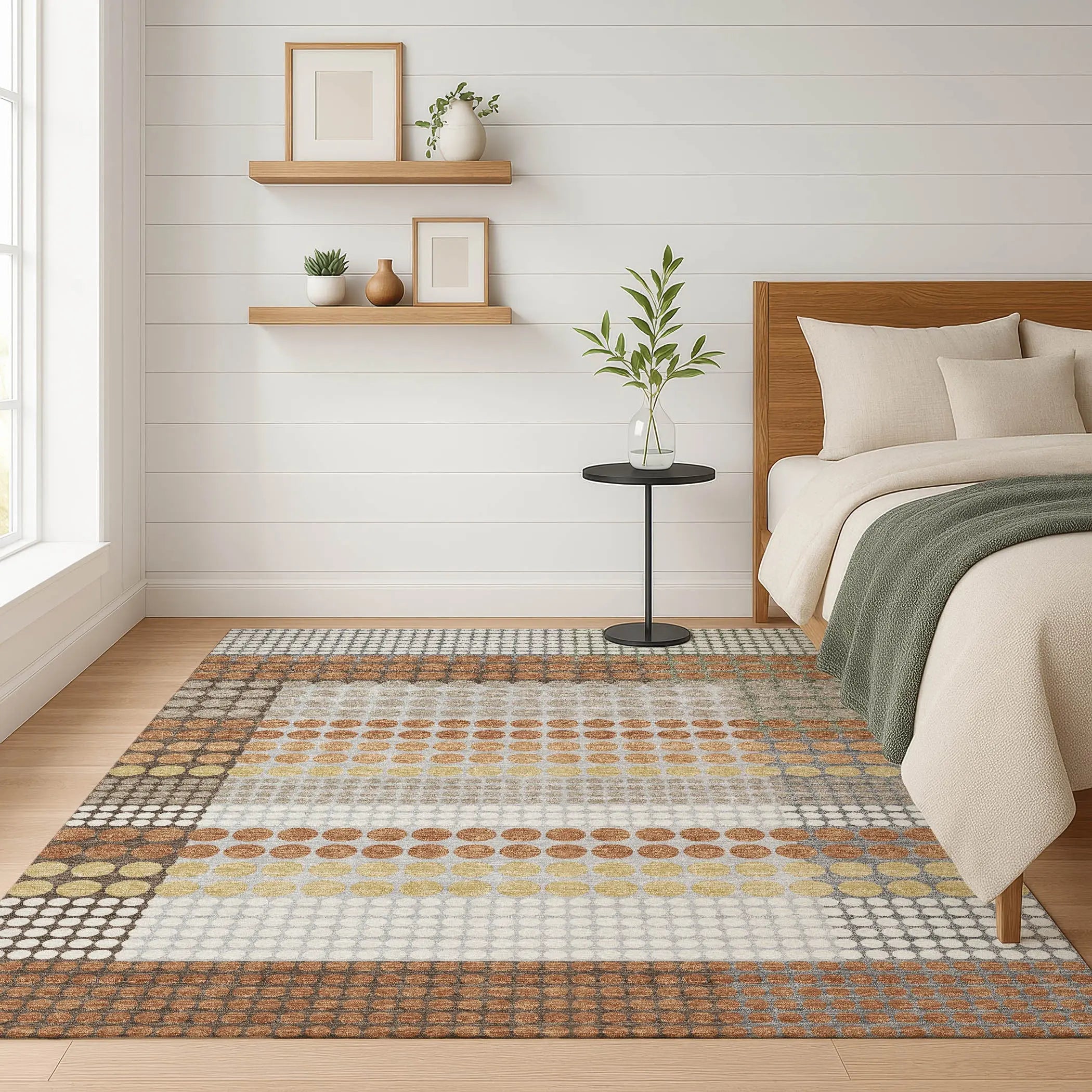 3' X 5' Orange And Copper Geometric Washable Indoor Outdoor Area Rug Homeroots Outdoor