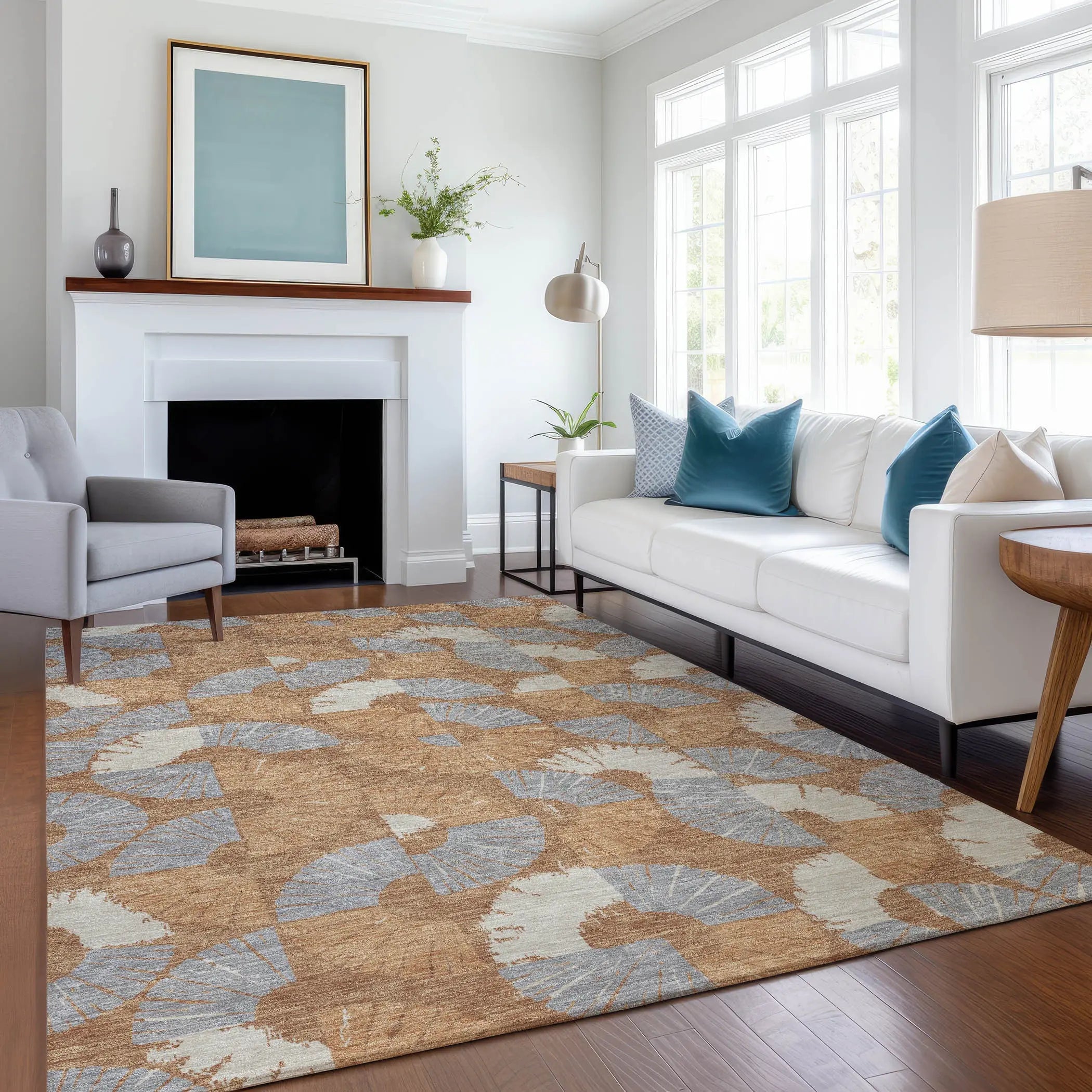 3' X 5' Orange And Copper Geometric Washable Indoor Outdoor Area Rug Homeroots Outdoor