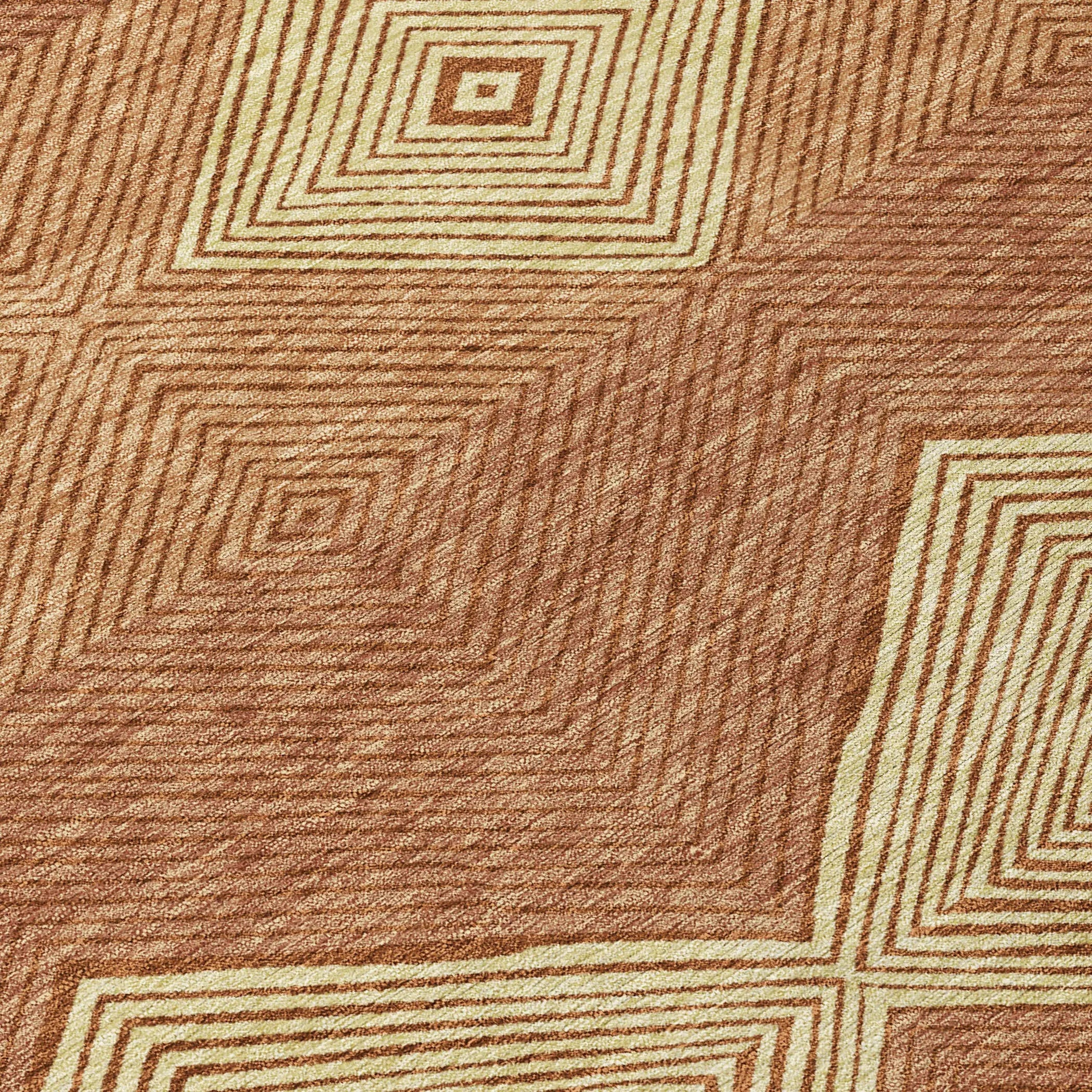 3' X 5' Orange And Copper Geometric Washable Indoor Outdoor Area Rug Homeroots Outdoor