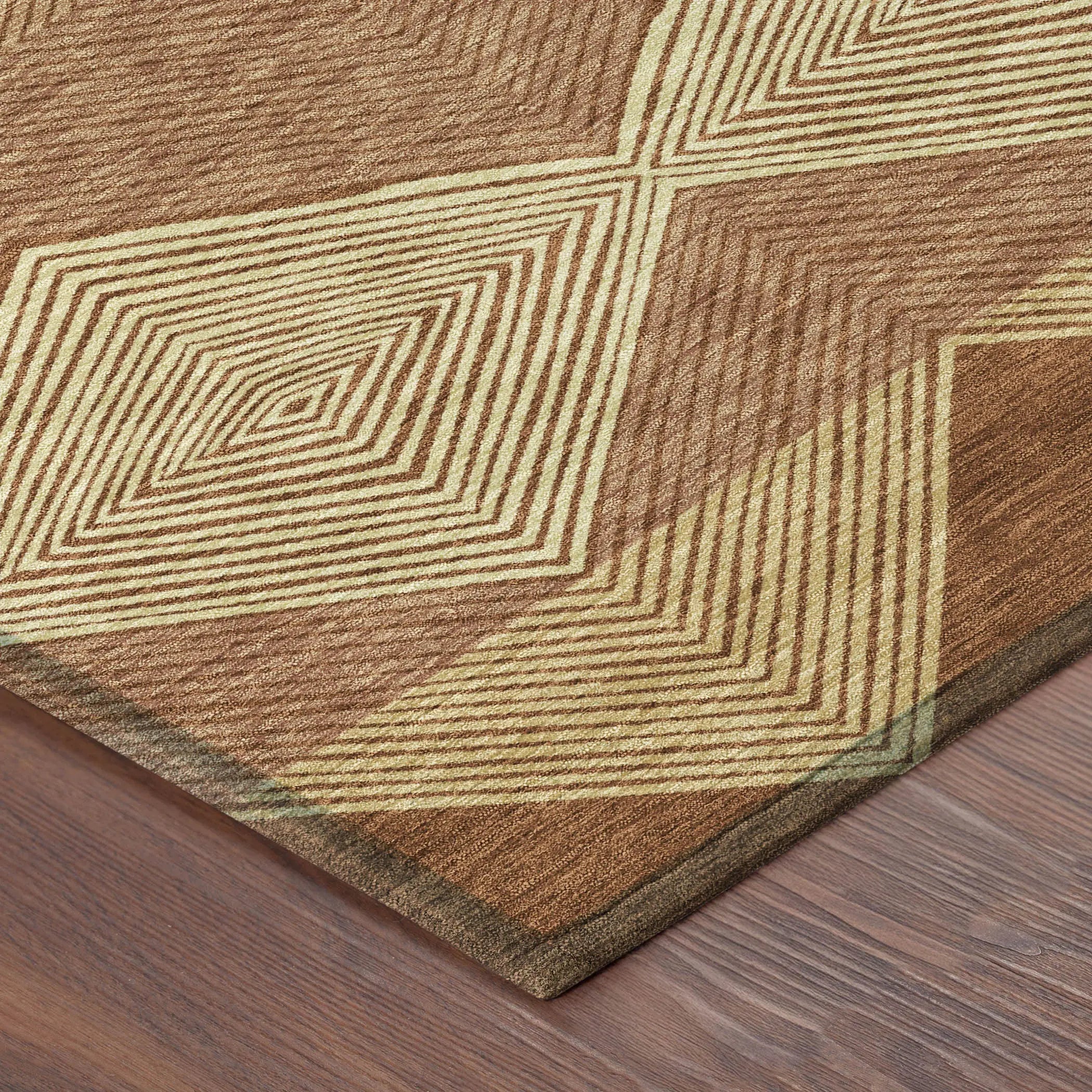 3' X 5' Orange And Copper Geometric Washable Indoor Outdoor Area Rug Homeroots Outdoor