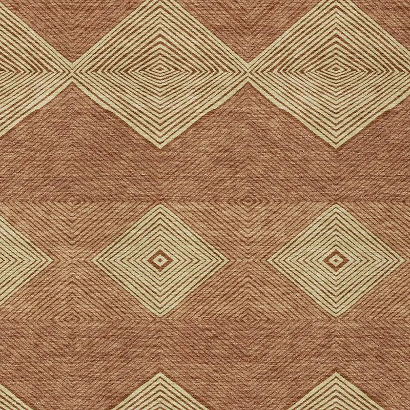 3' X 5' Orange And Copper Geometric Washable Indoor Outdoor Area Rug Homeroots Outdoor